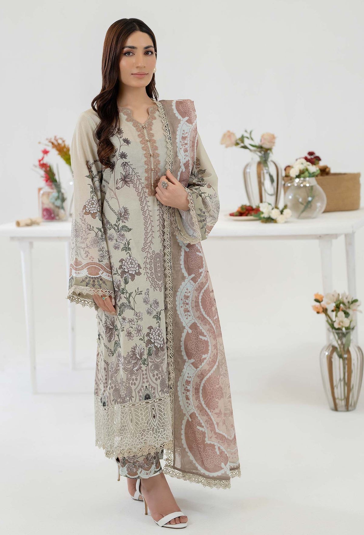 ADNAN'S LIBAS Printed &Embroidered Ready To Wear Stitched 3PC.