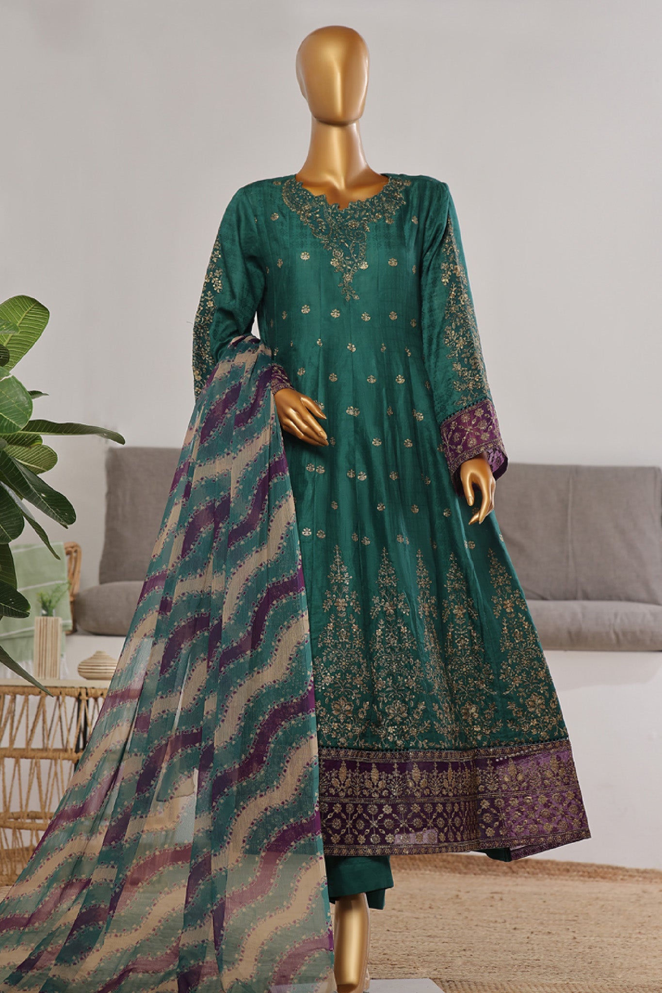 Bin Saeed Embroidered Frocks Jacquard Festive Collection (05)