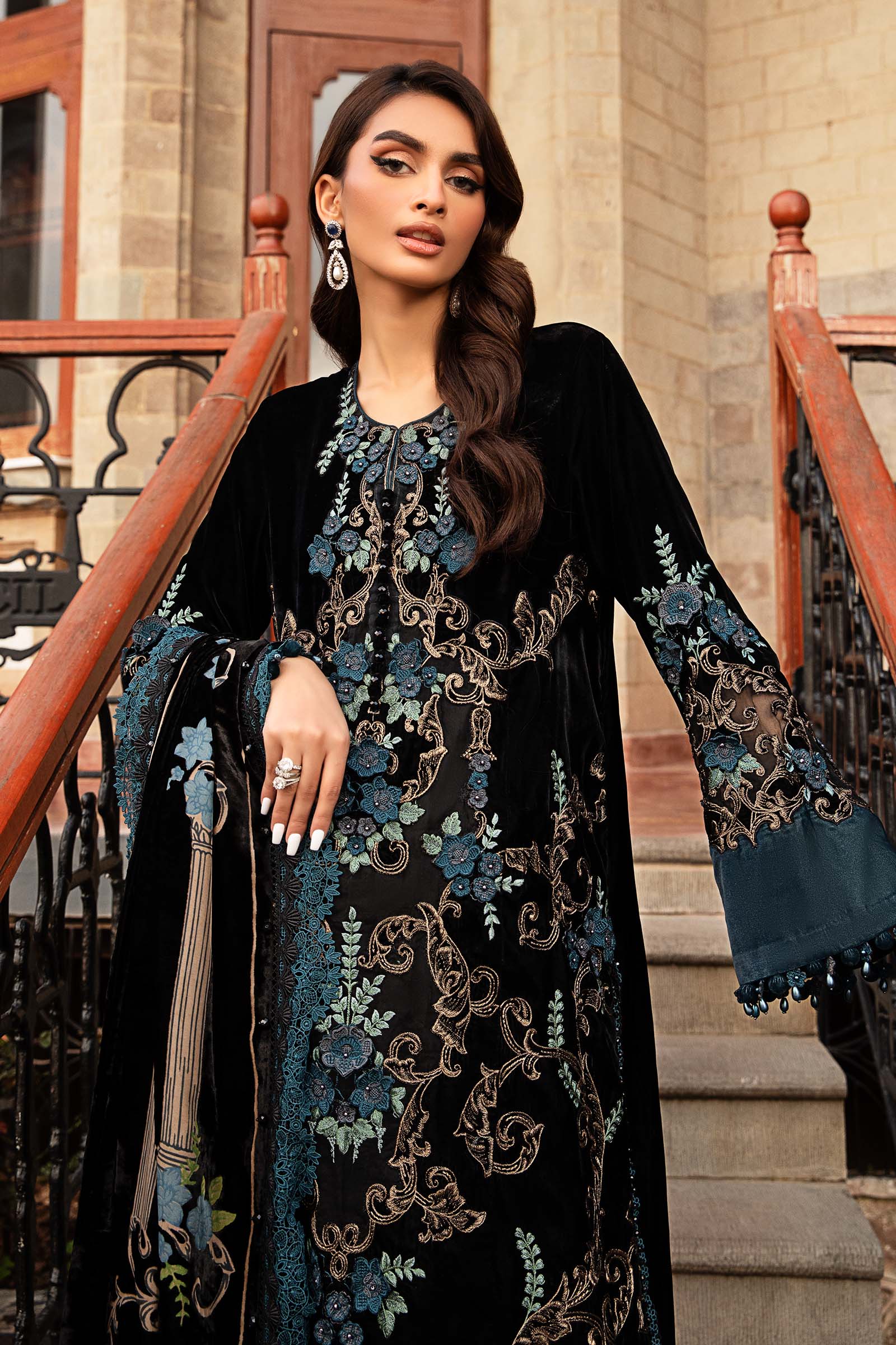 Embroidered Velvet Collection - Maria B - 03