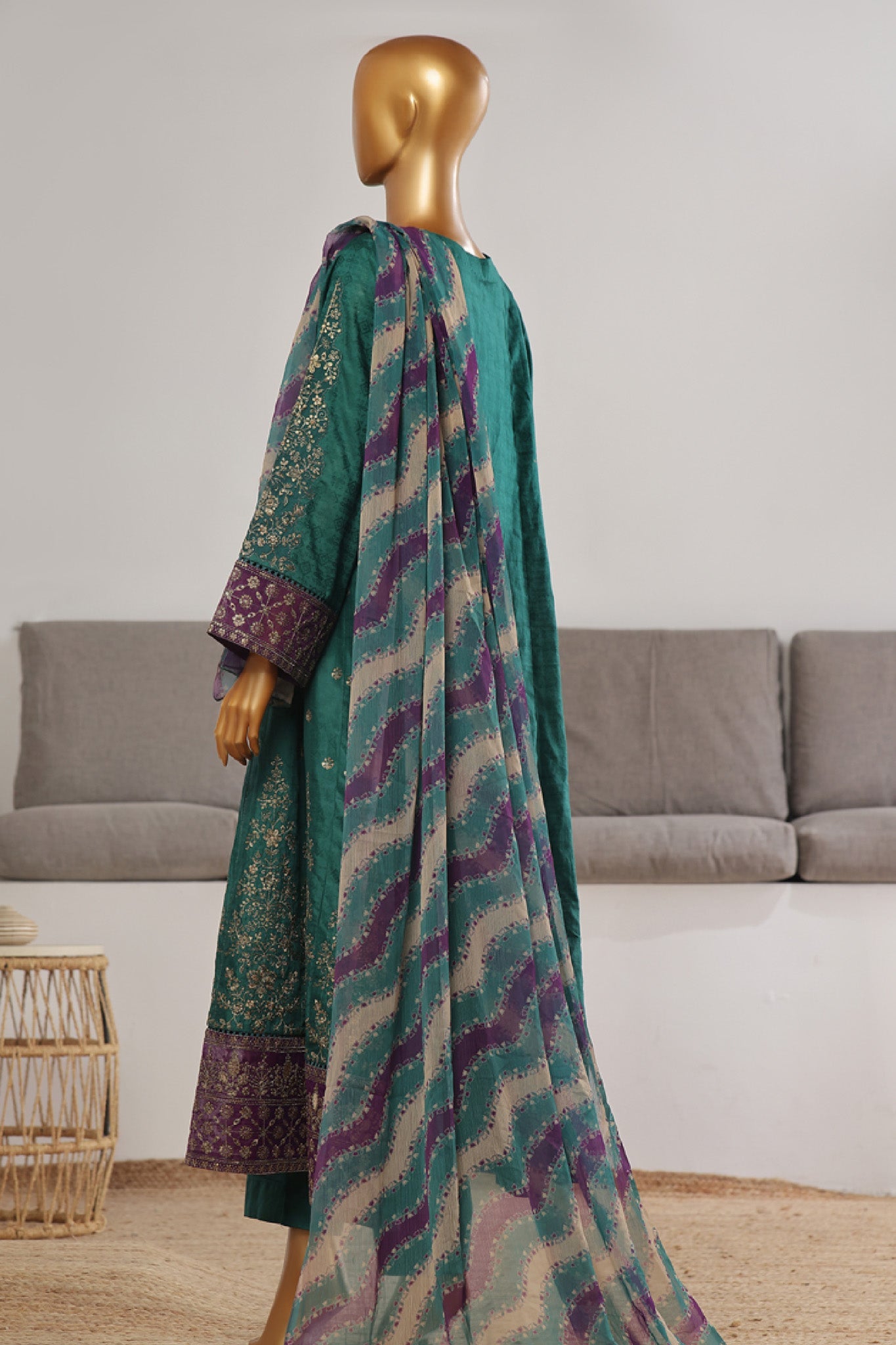 Bin Saeed Embroidered Frocks Jacquard Festive Collection (05)