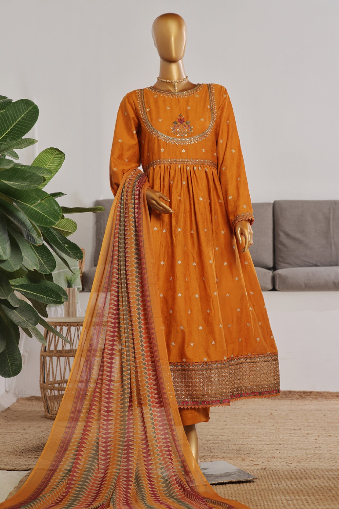 Bin Saeed Embroidered Frocks Jacquard Festive Collection (01)