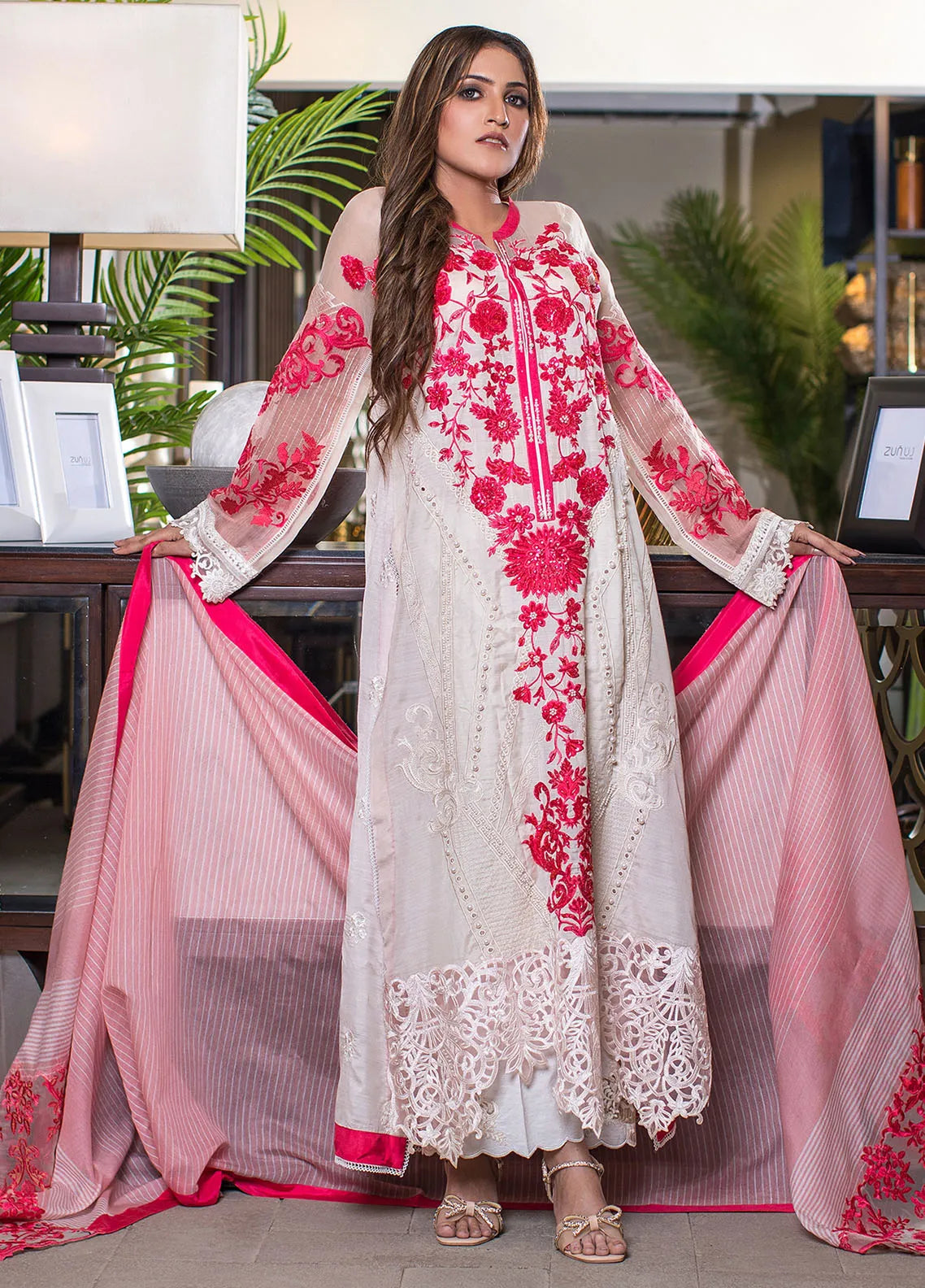 Zunuj Embroidered Khaddi Silk Suit 3 Piece