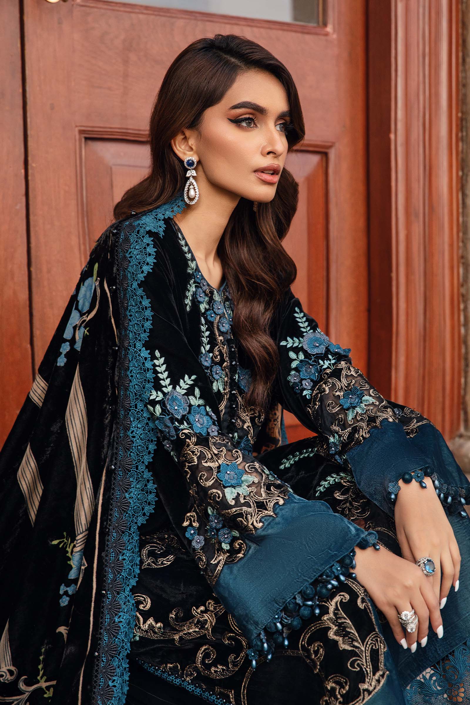 Embroidered Velvet Collection - Maria B - 03