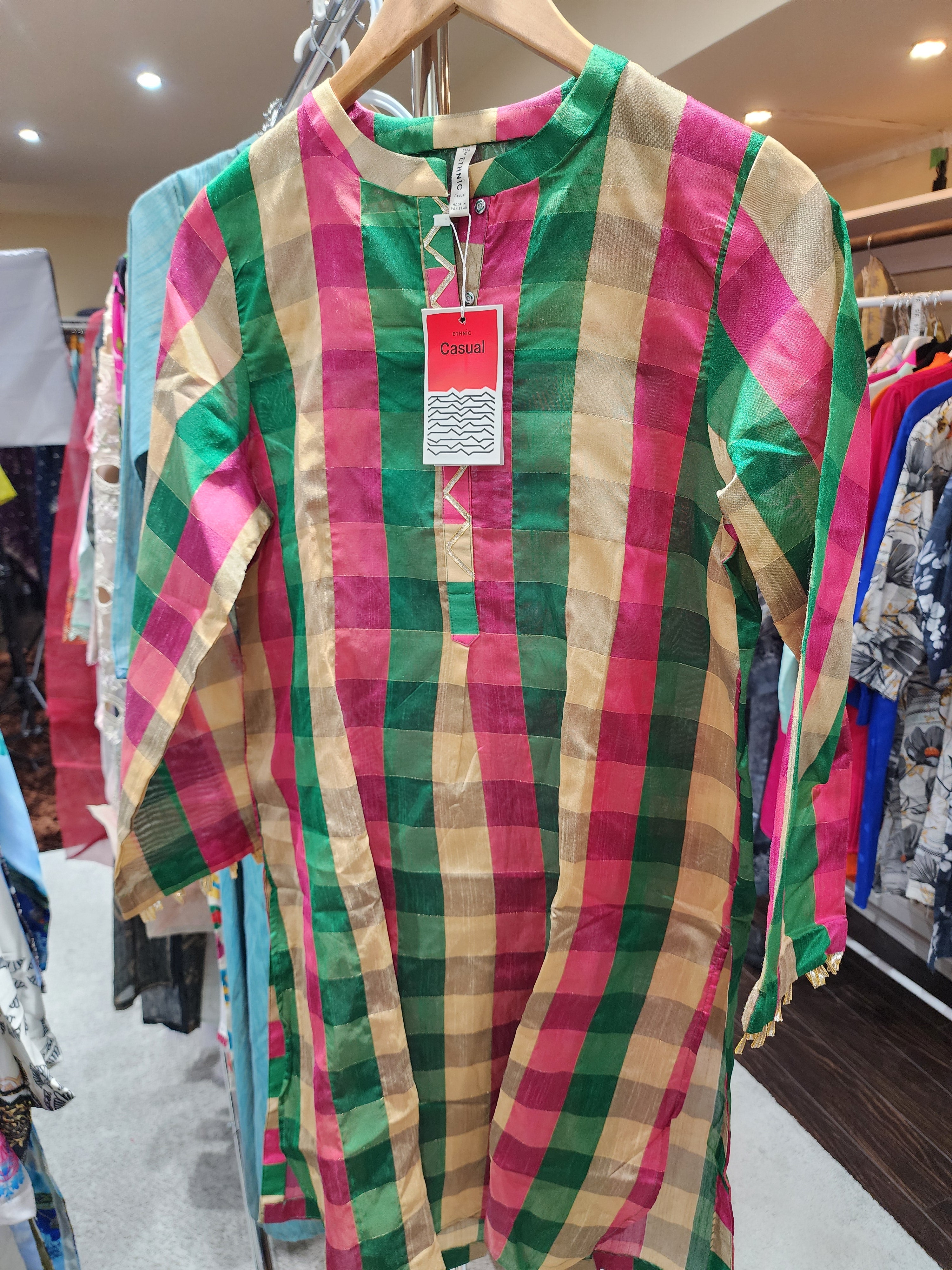 Ethnic Printed Silk Stitched Kurta