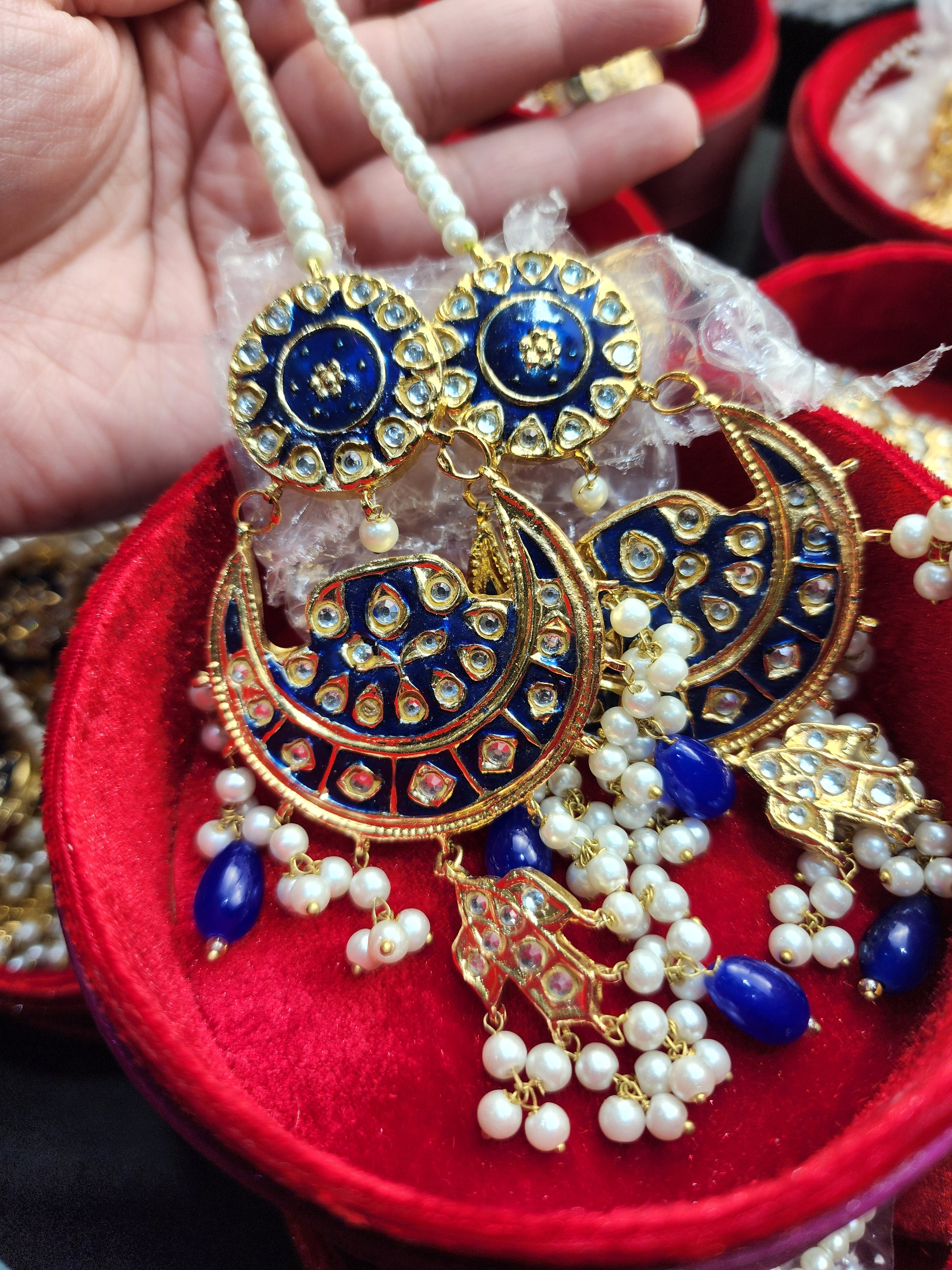 Original Pakistani Meenakari Tappa Kurta X Large Size Earrings.