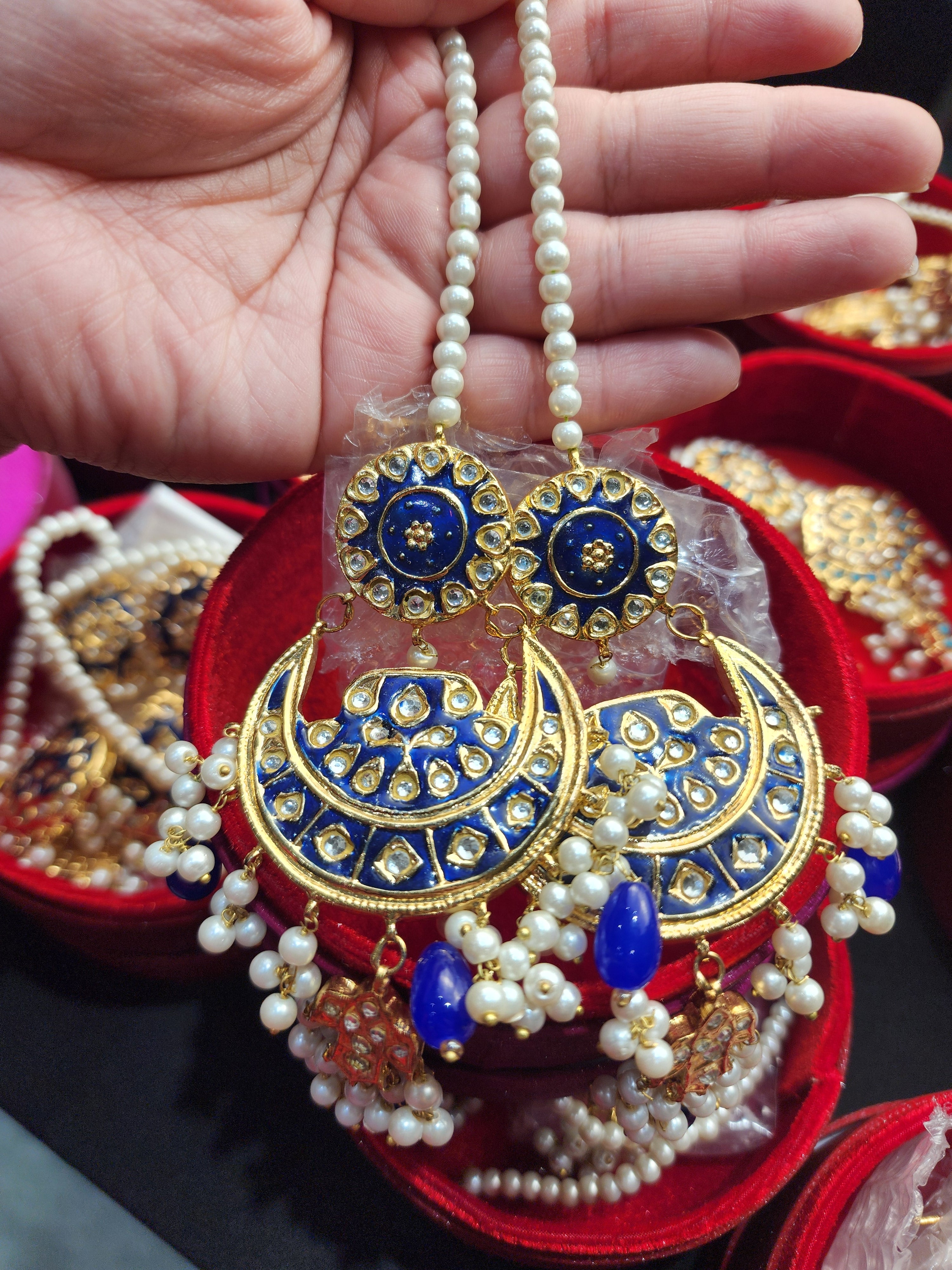 Original Pakistani Meenakari Tappa Kurta X Large Size Earrings.