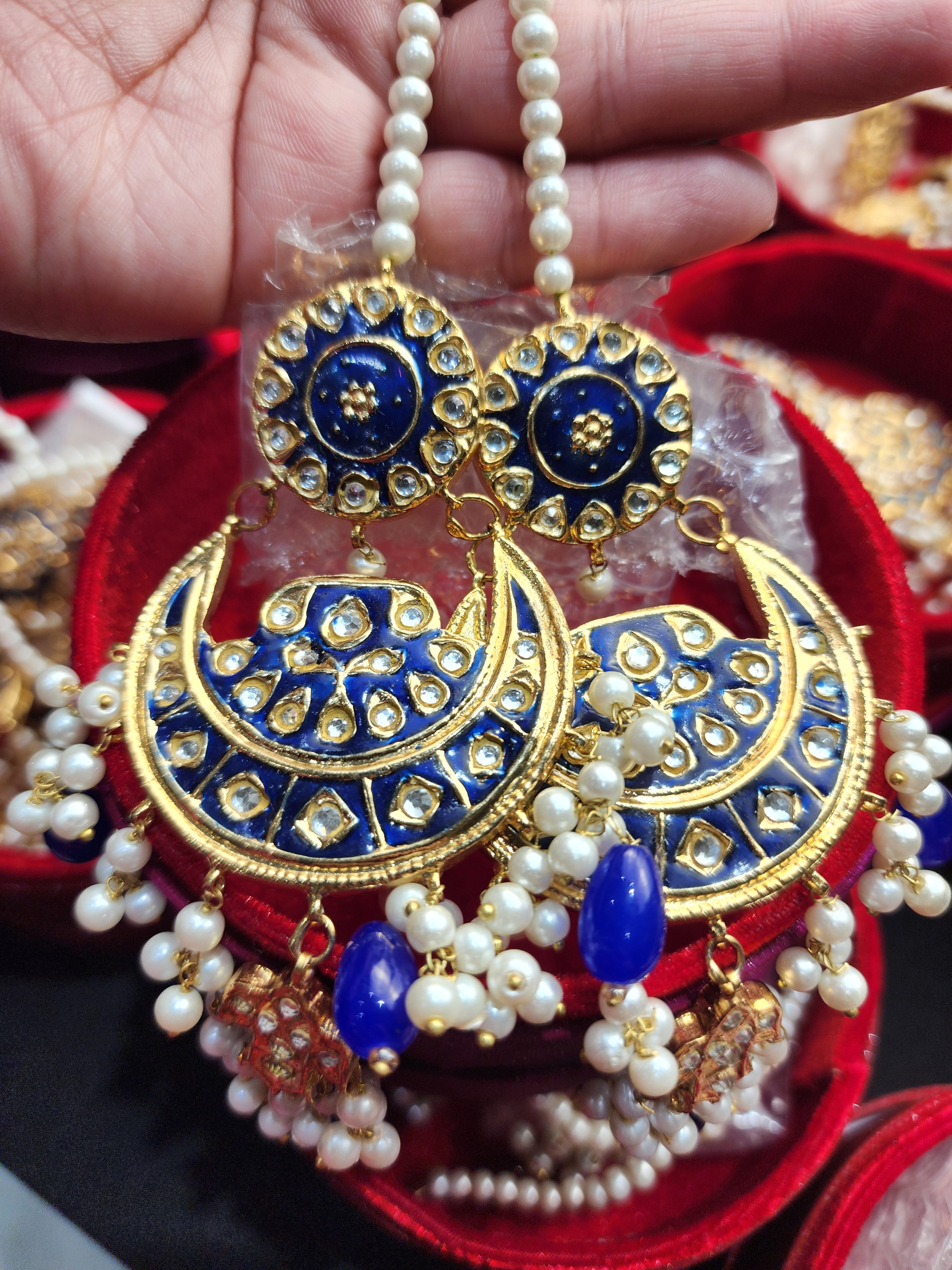 Original Pakistani Meenakari Tappa Kurta X Large Size Earrings.