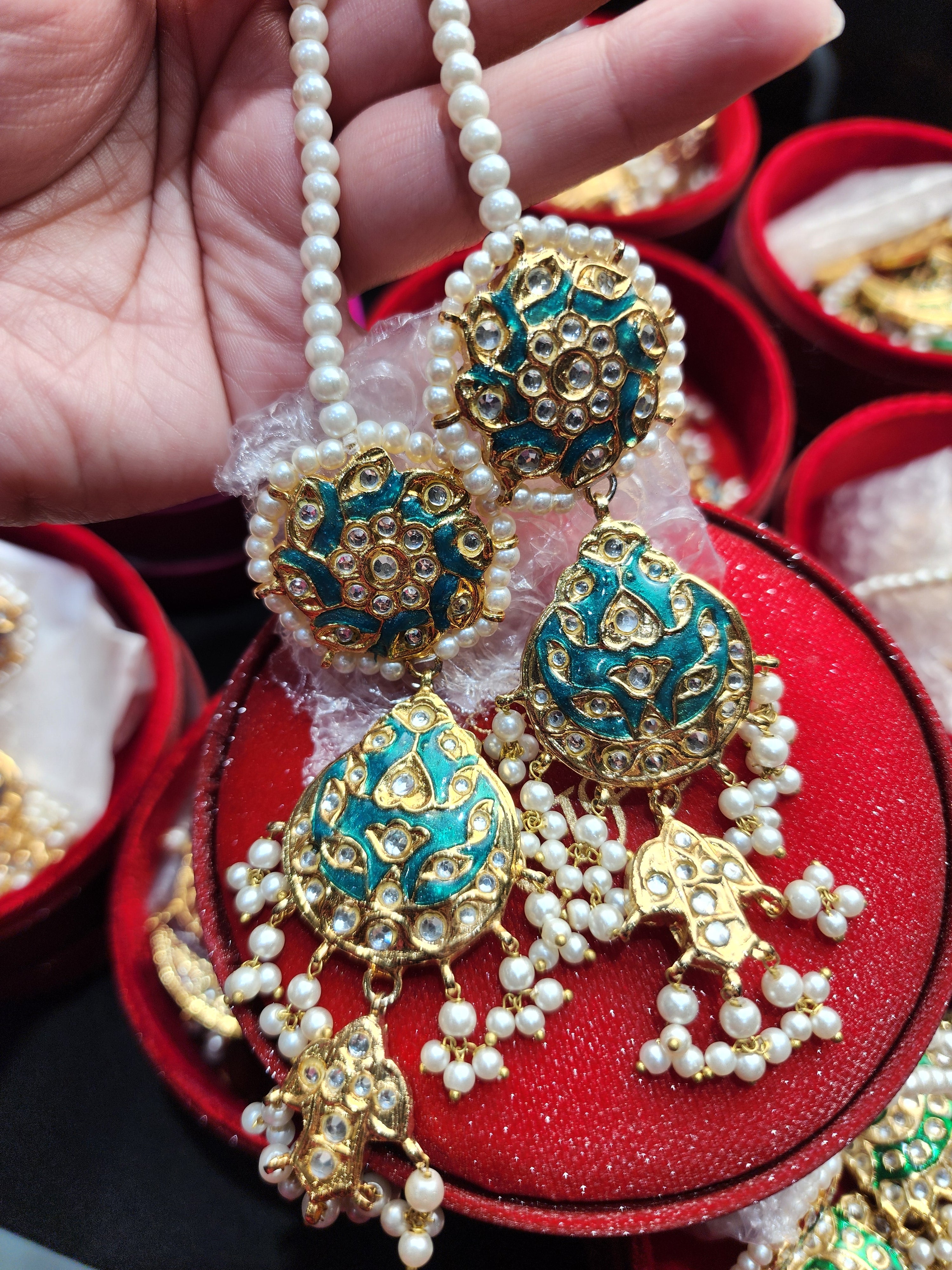 Original Pakistani Meenakari Tappa Kurta X Large Size Earrings.