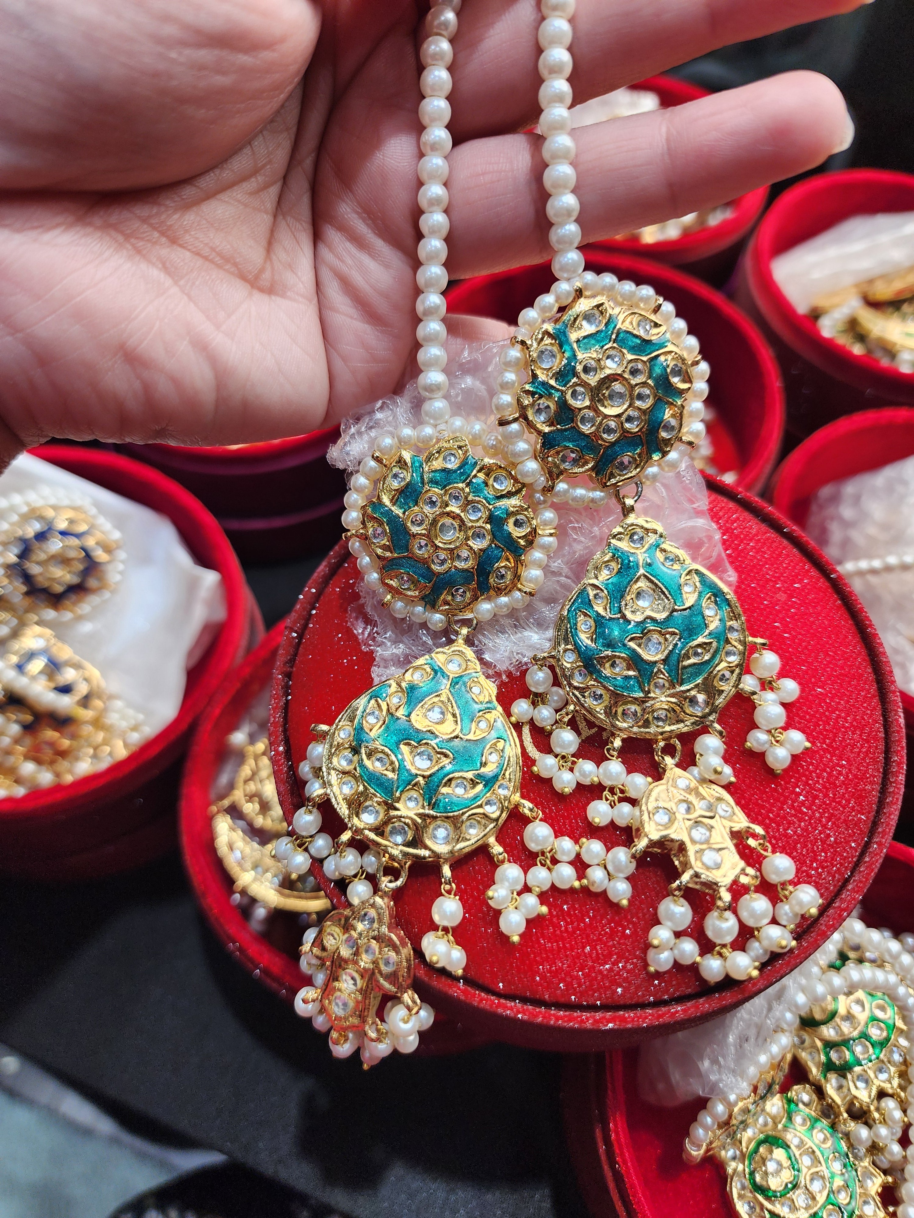 Original Pakistani Meenakari Tappa Kurta X Large Size Earrings.