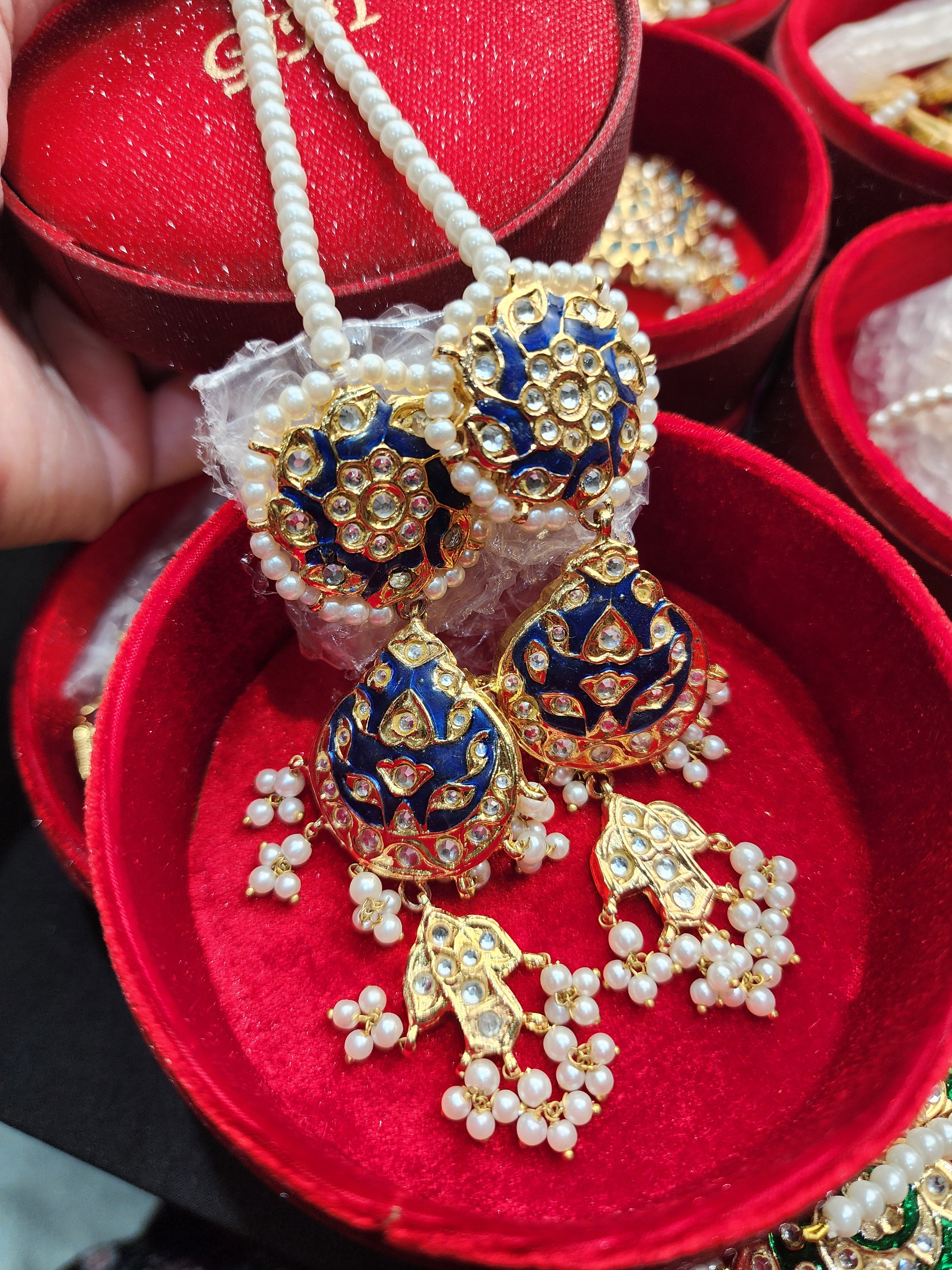 Original Pakistani Meenakari Tappa Kurta X Large Size Earrings.