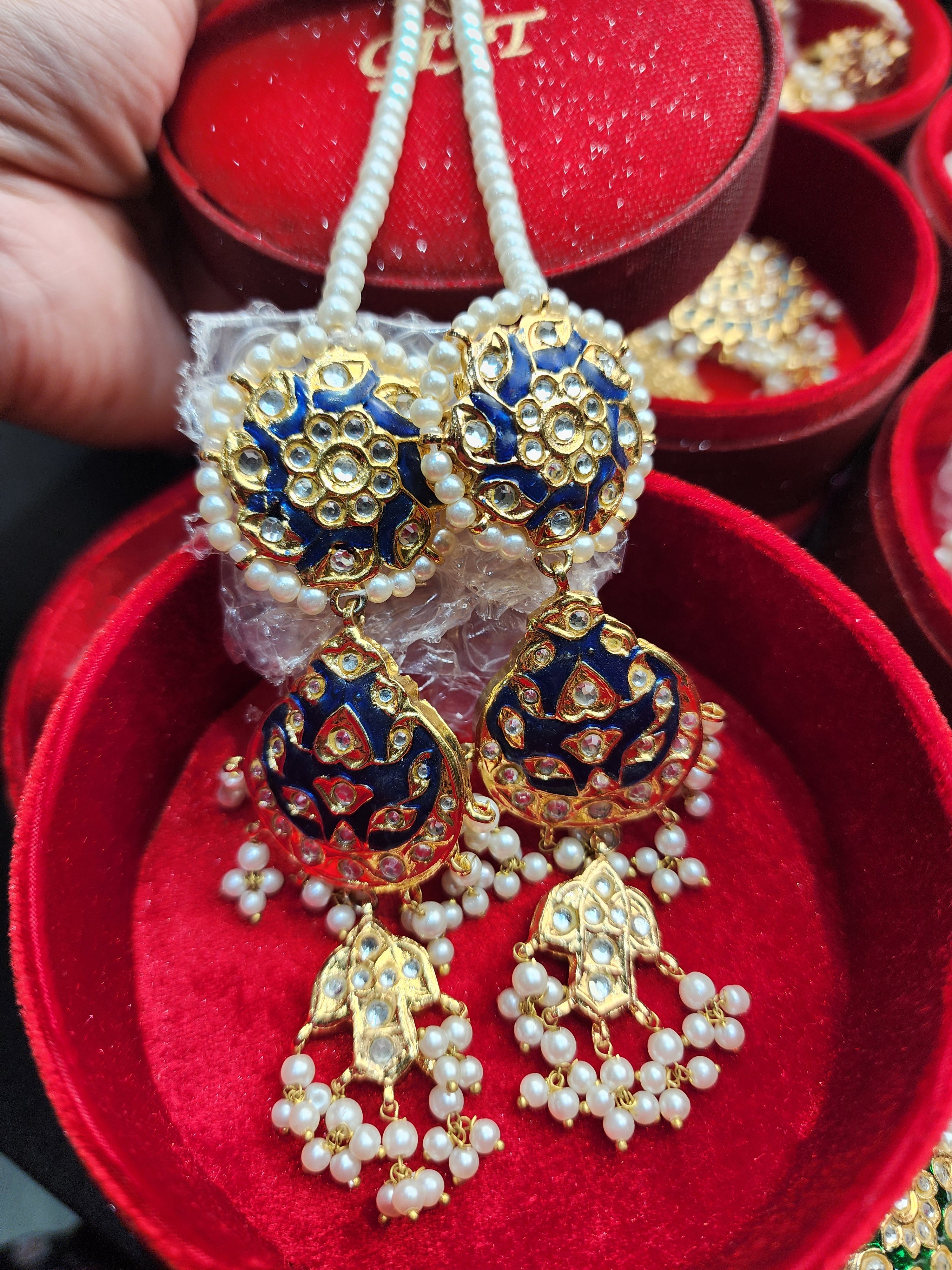 Original Pakistani Meenakari Tappa Kurta X Large Size Earrings.