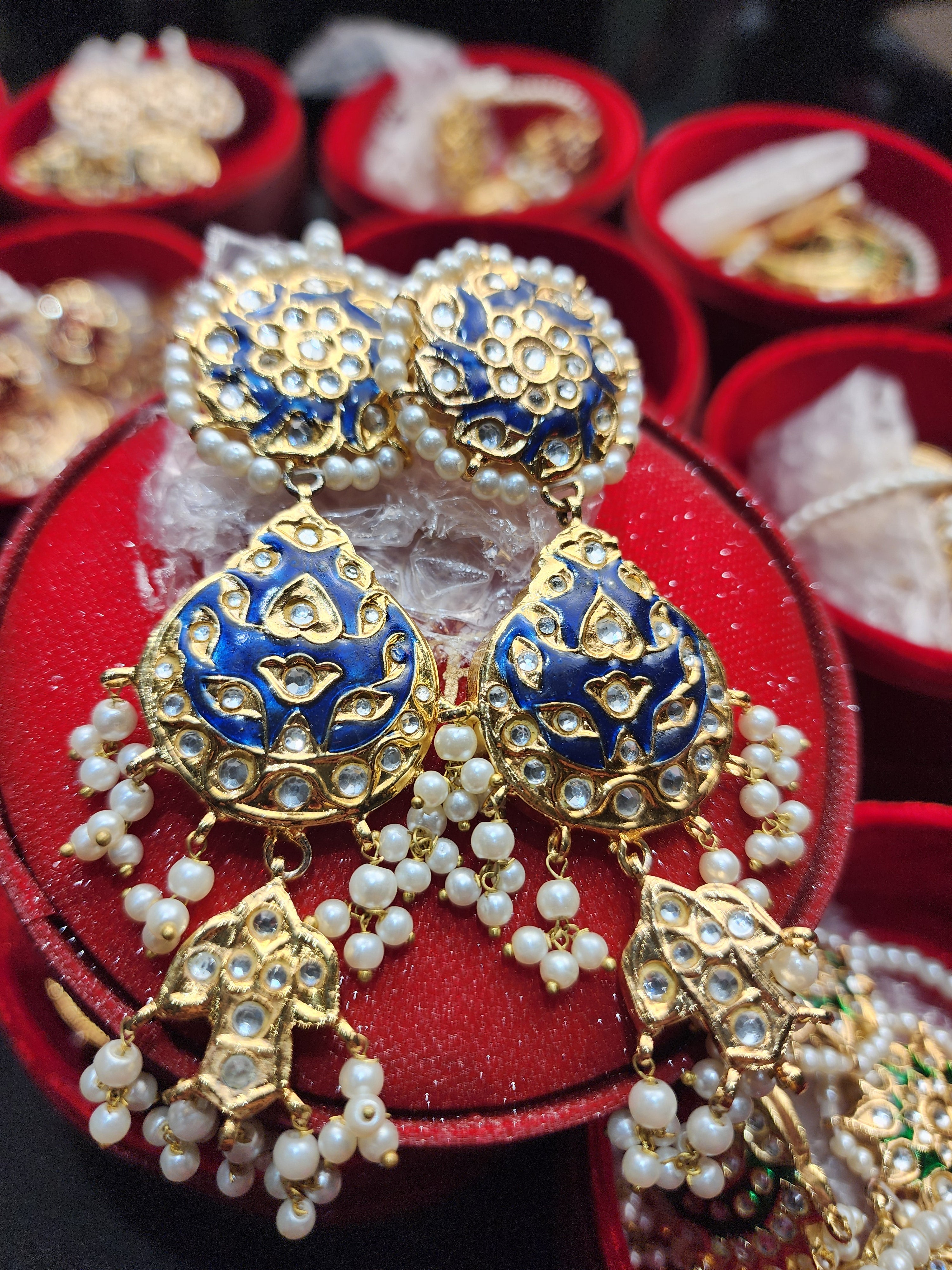 Original Pakistani Meenakari Tappa Kurta X Large Size Earrings.