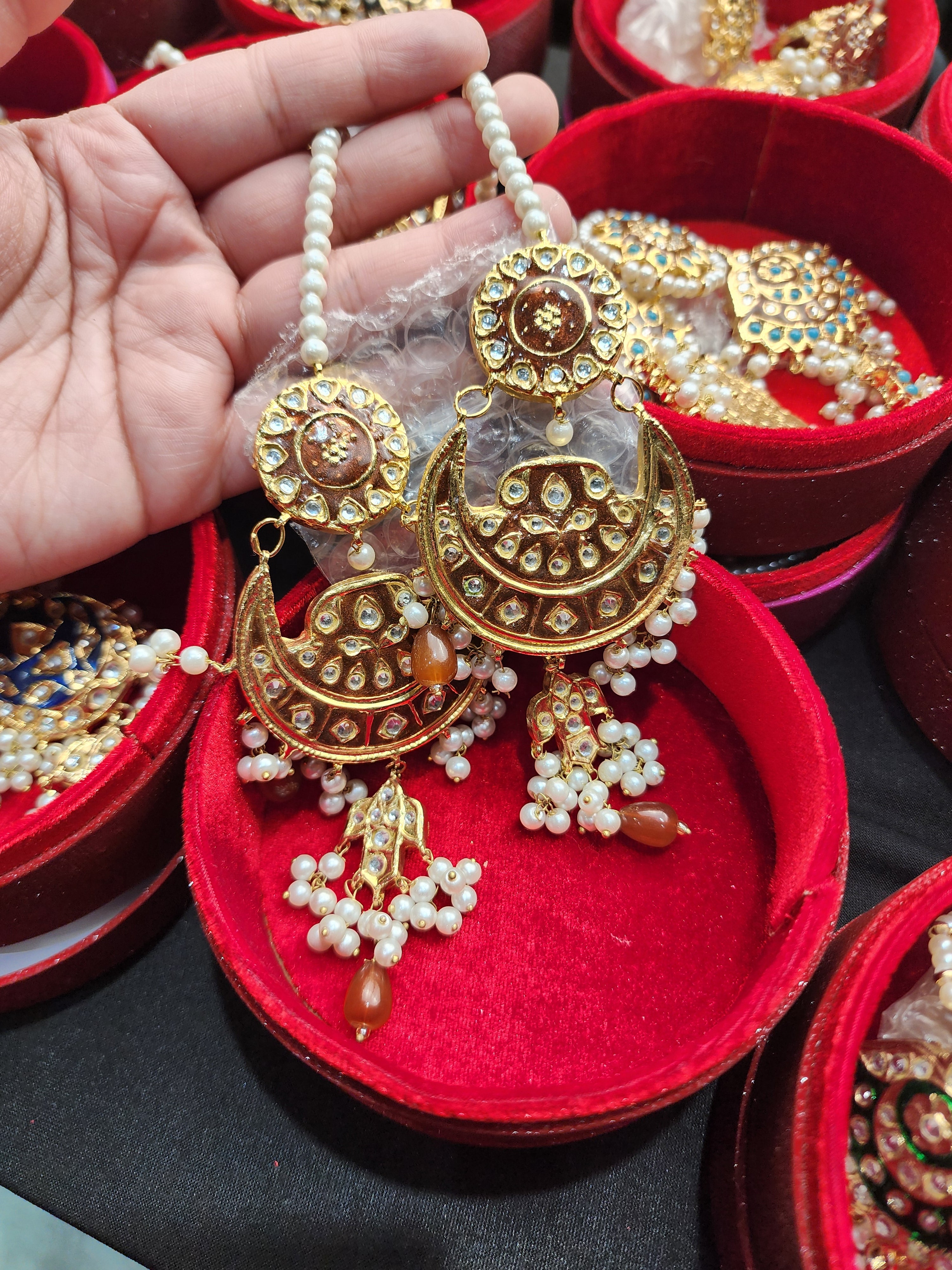 Original Pakistani Meenakari Tappa Kurta X Large Size Earrings.