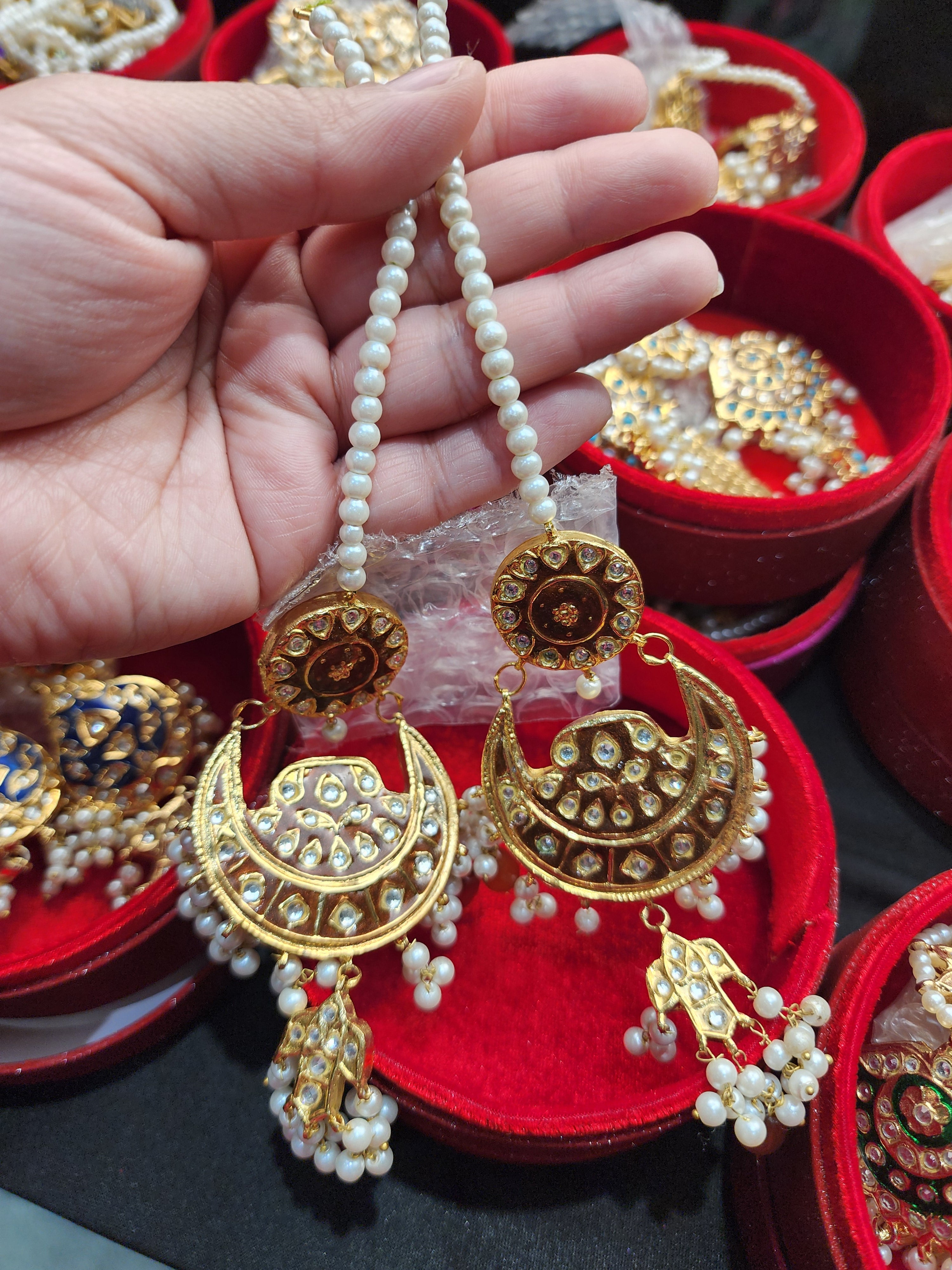 Original Pakistani Meenakari Tappa Kurta X Large Size Earrings.