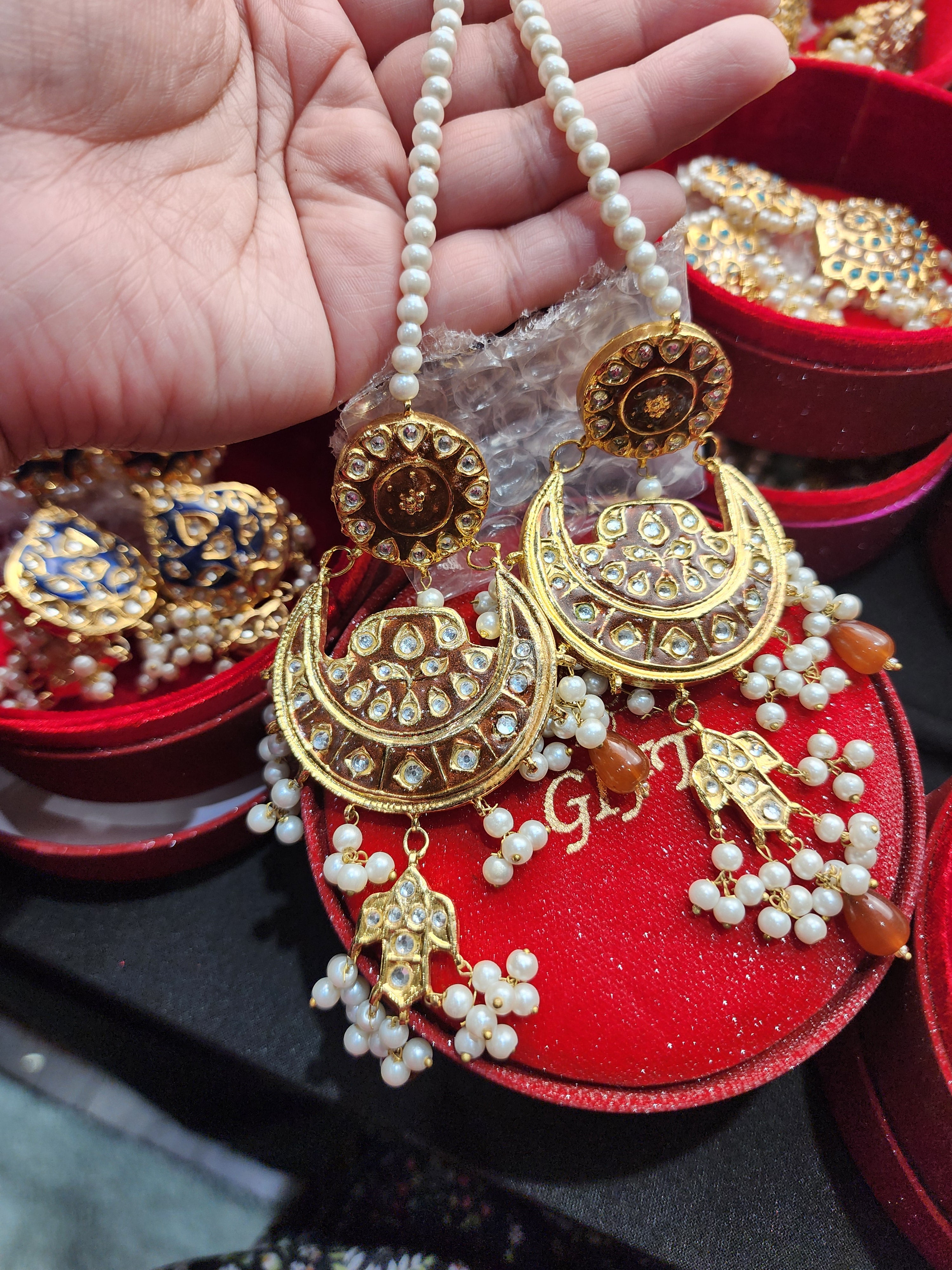 Original Pakistani Meenakari Tappa Kurta X Large Size Earrings.