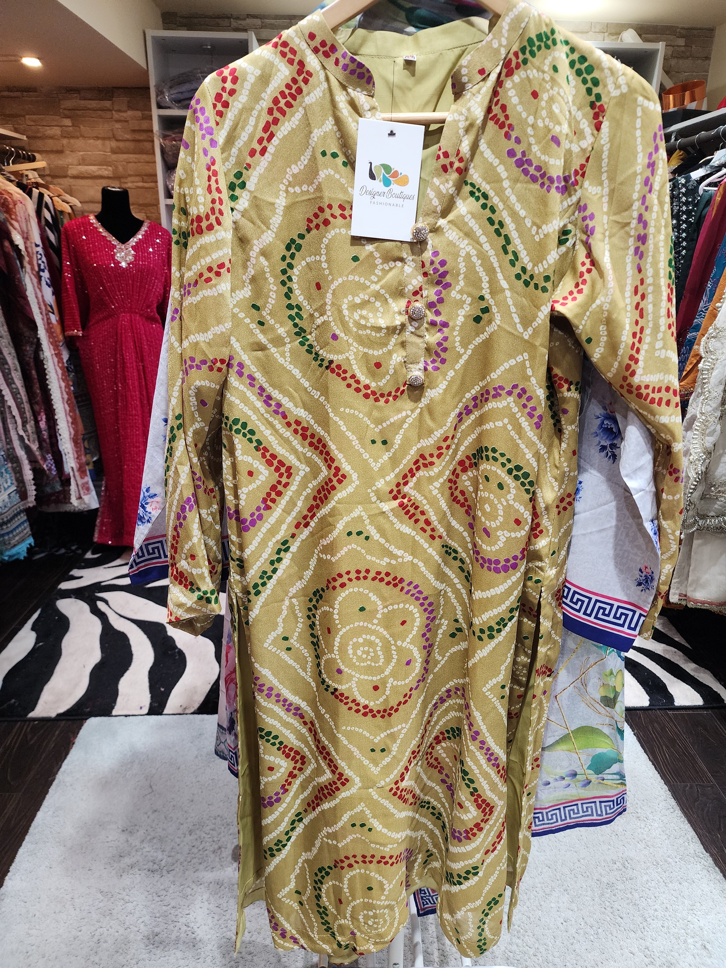 Ready To Wear Stitched  Cotton Silk Chunri Kurta