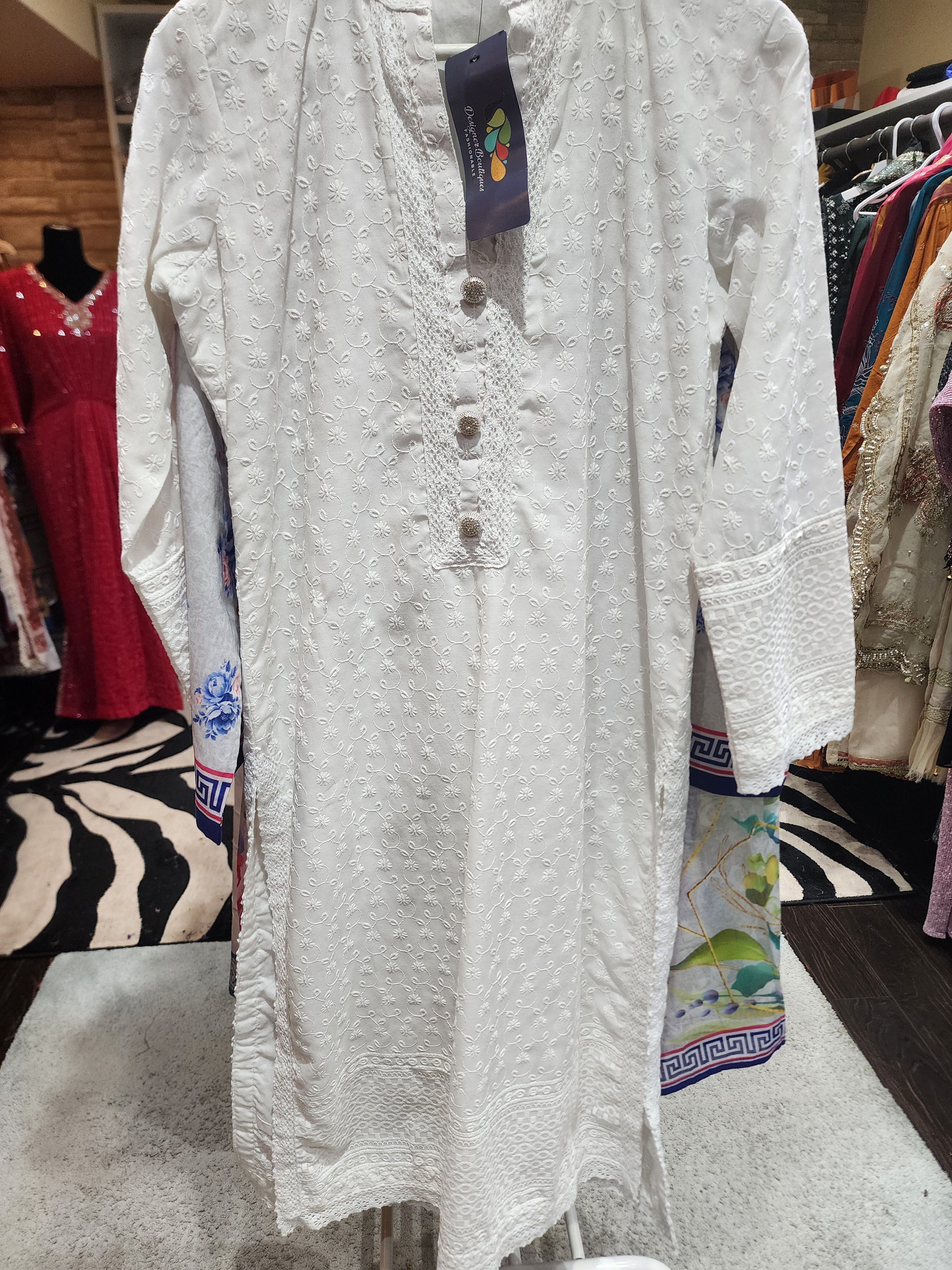 Ready To Wear Stitched  Cotton Chikankari Kurta