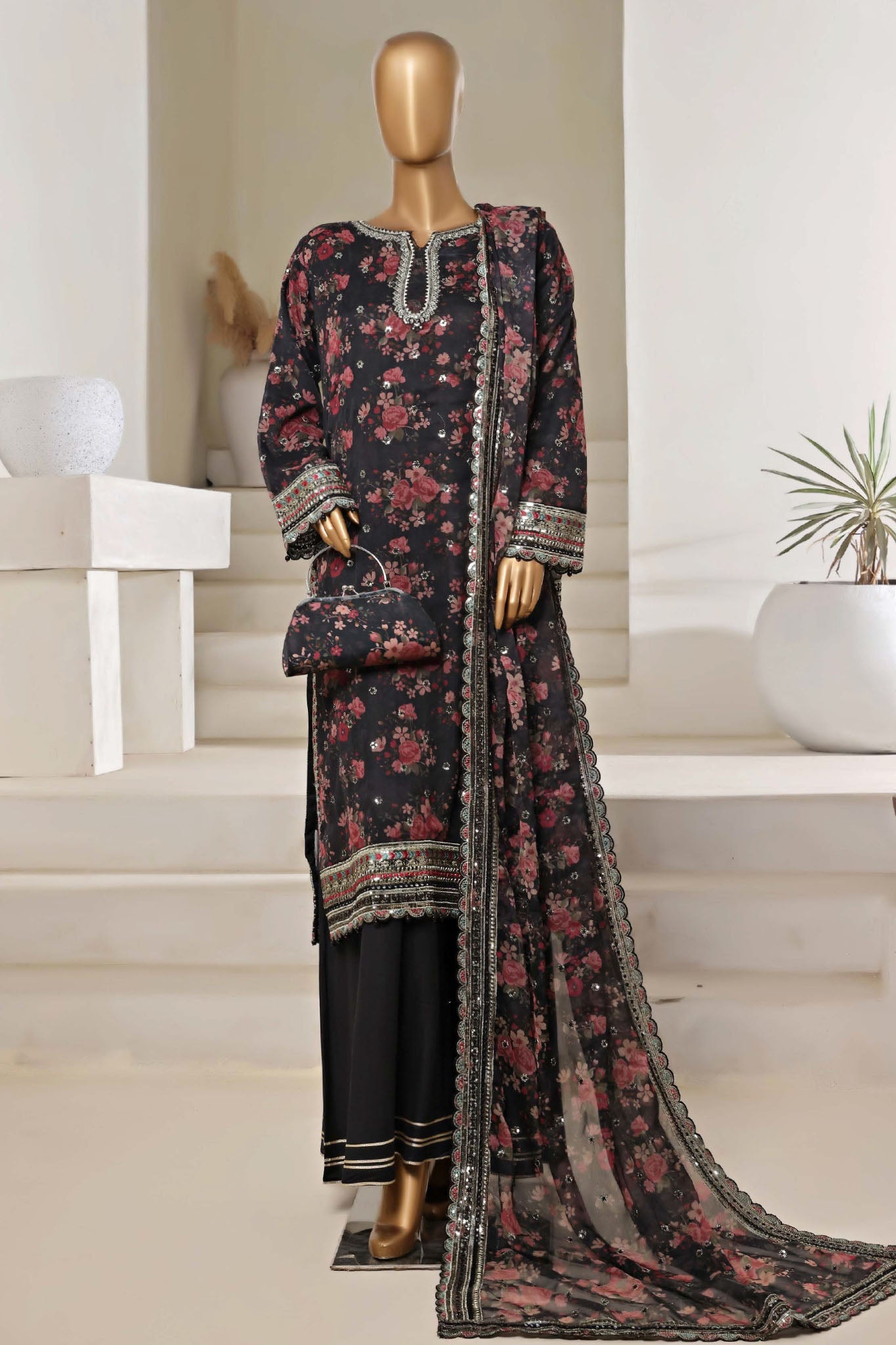 Cira Luxe By Sada Bahar Stitched 3 Piece Chiffon Formals Collection'2025-CIRA-Black