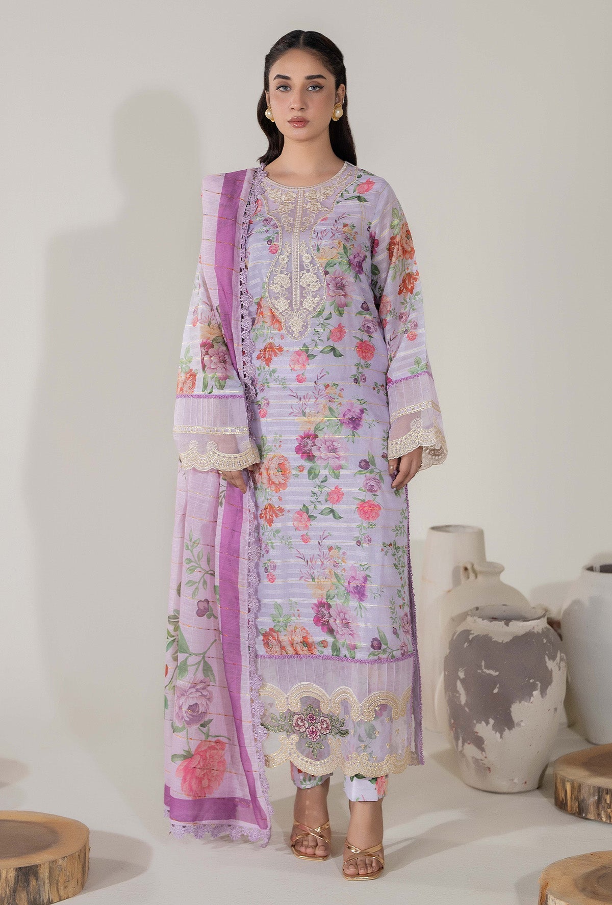 ADNAN Libies Embroidered Stitched 3PC