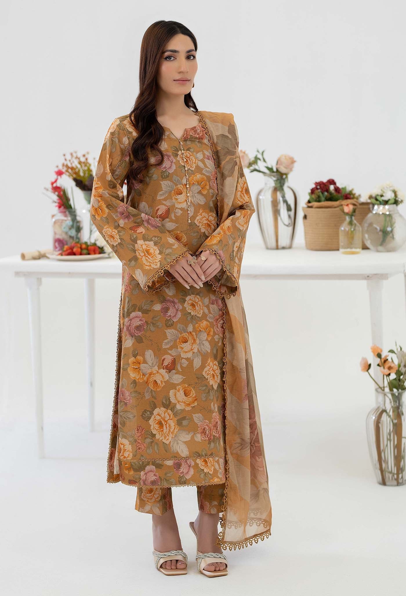Adan Libas Embroidered Stitched 3 Piece Dress