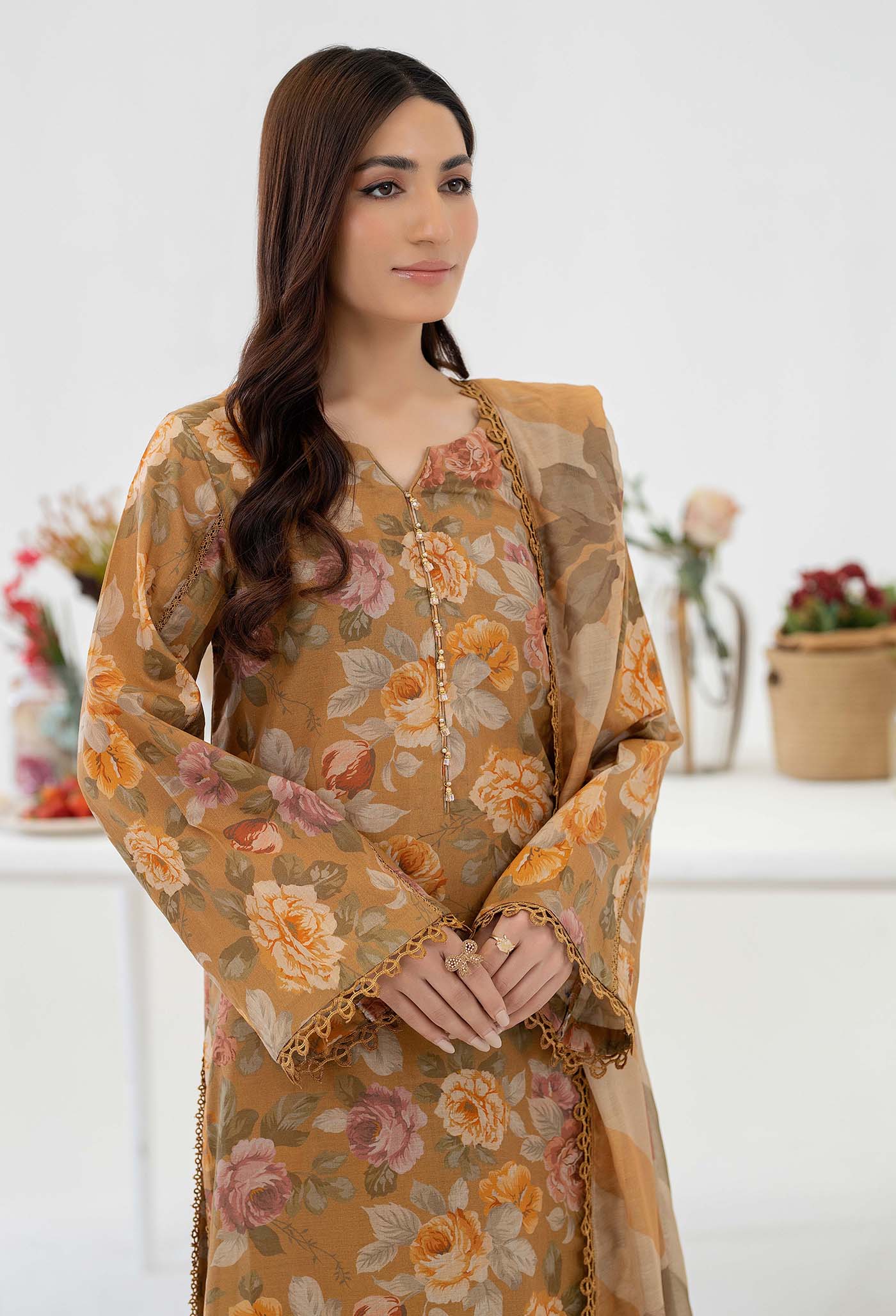 Adan Libas Embroidered Stitched 3 Piece Dress