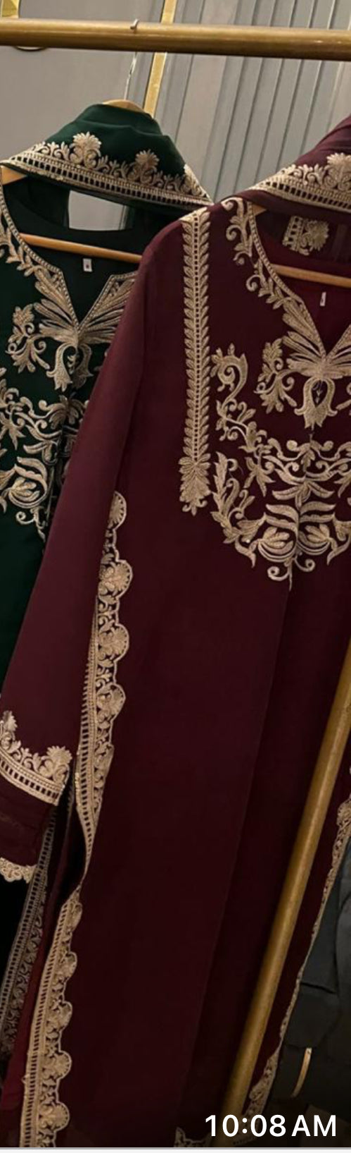 Chiffon heavy embroidered front and back 
With heavy embroidered dopatta
Silk trousers