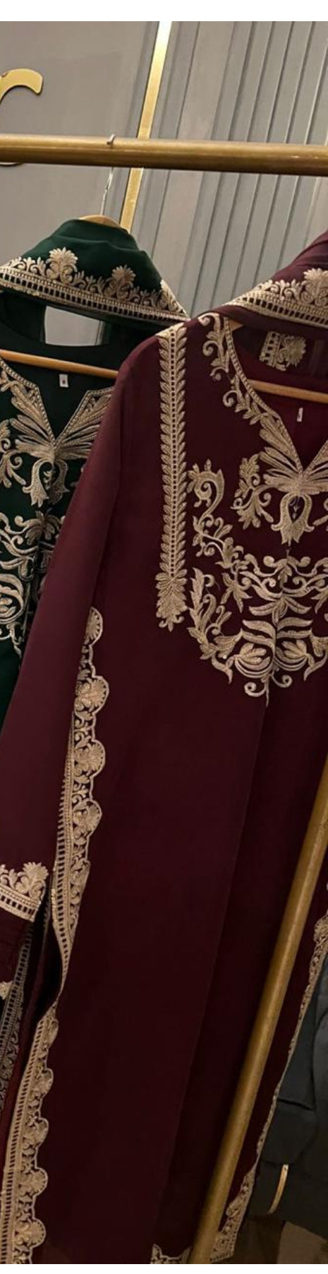 Chiffon heavy embroidered front and back 
With heavy embroidered dopatta
Silk trousers