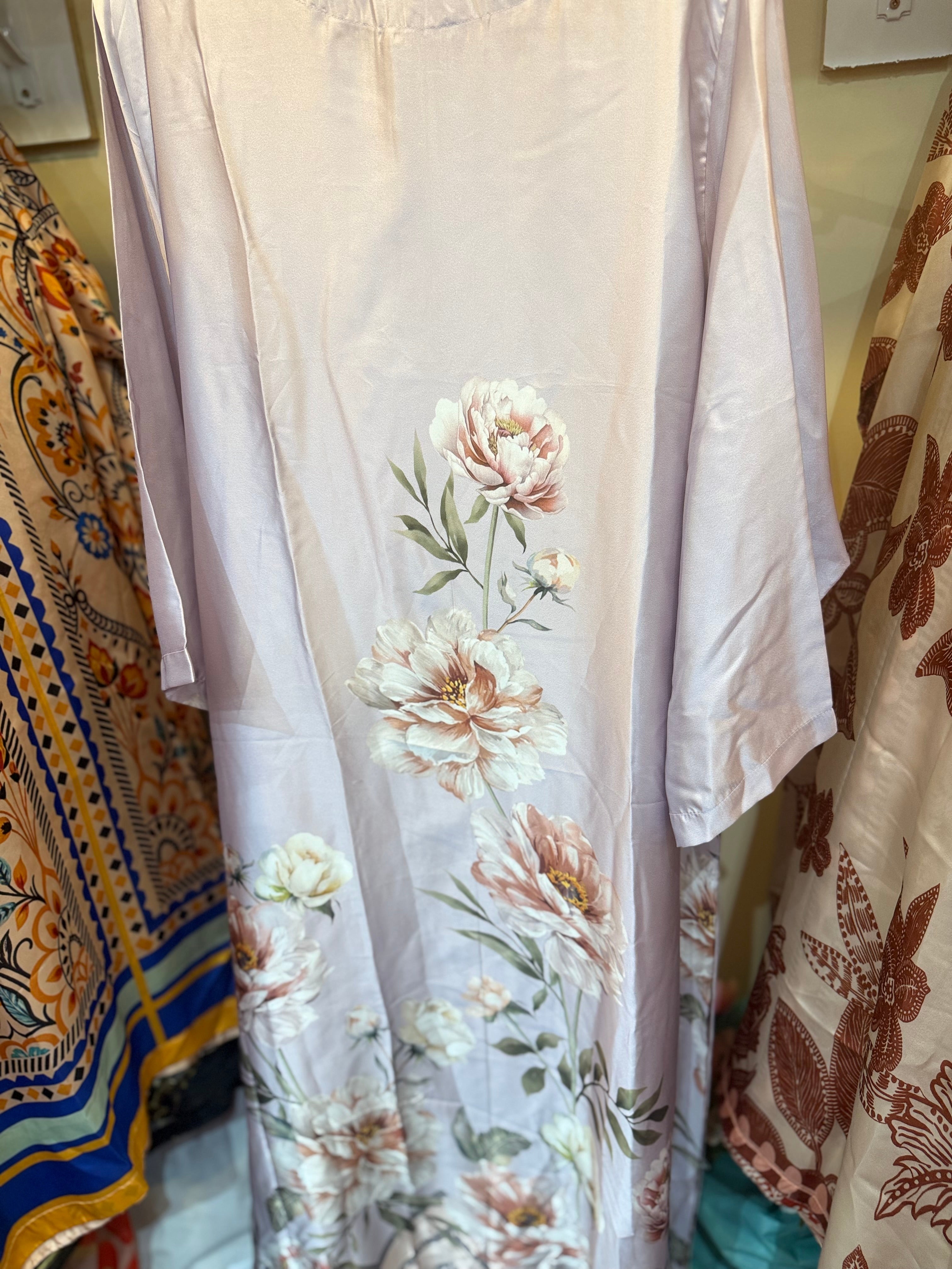 Original Pakistani Long Silk Printed Gown .