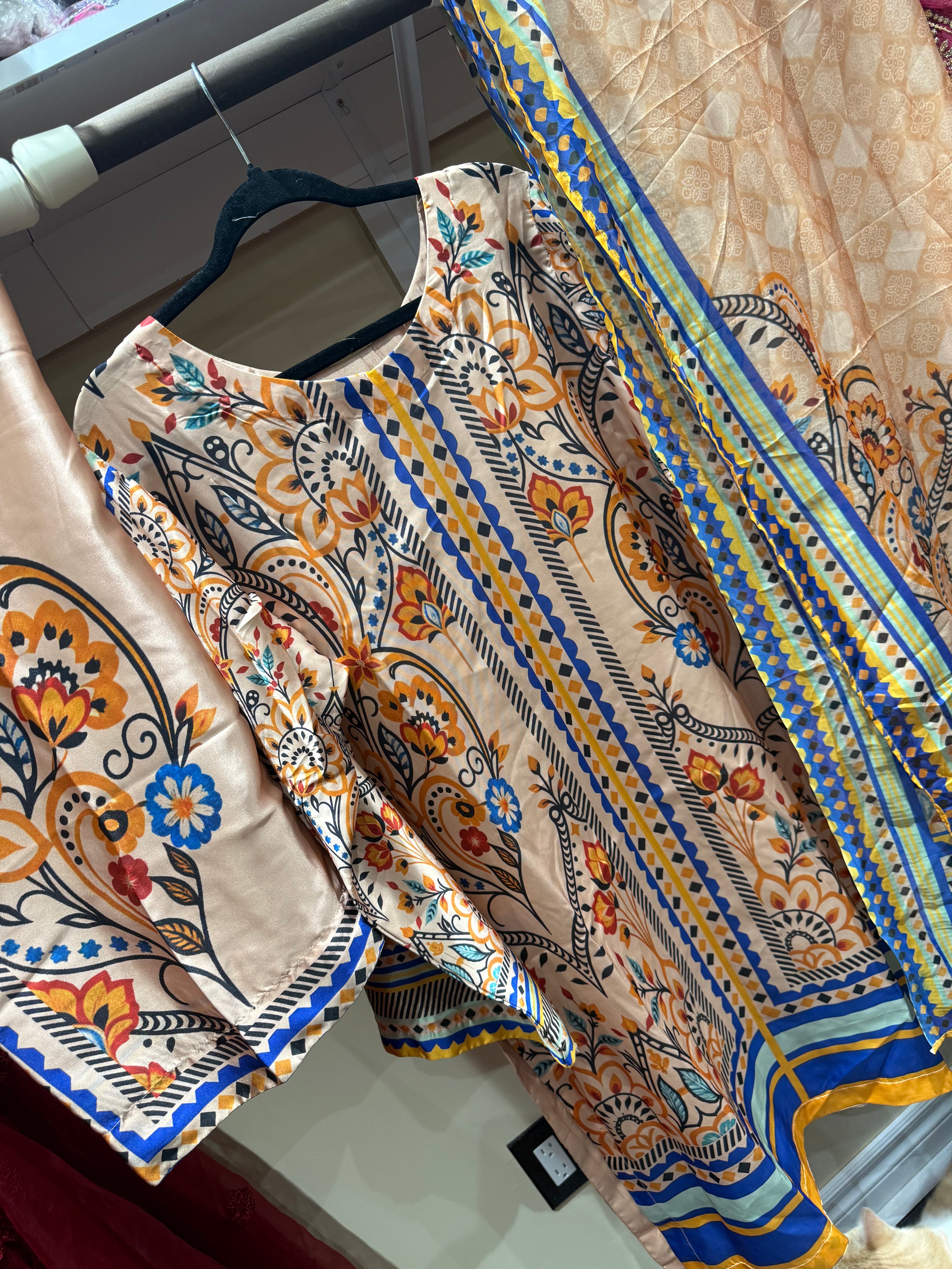 Original Pakistani Printed Silk co order set with duppta