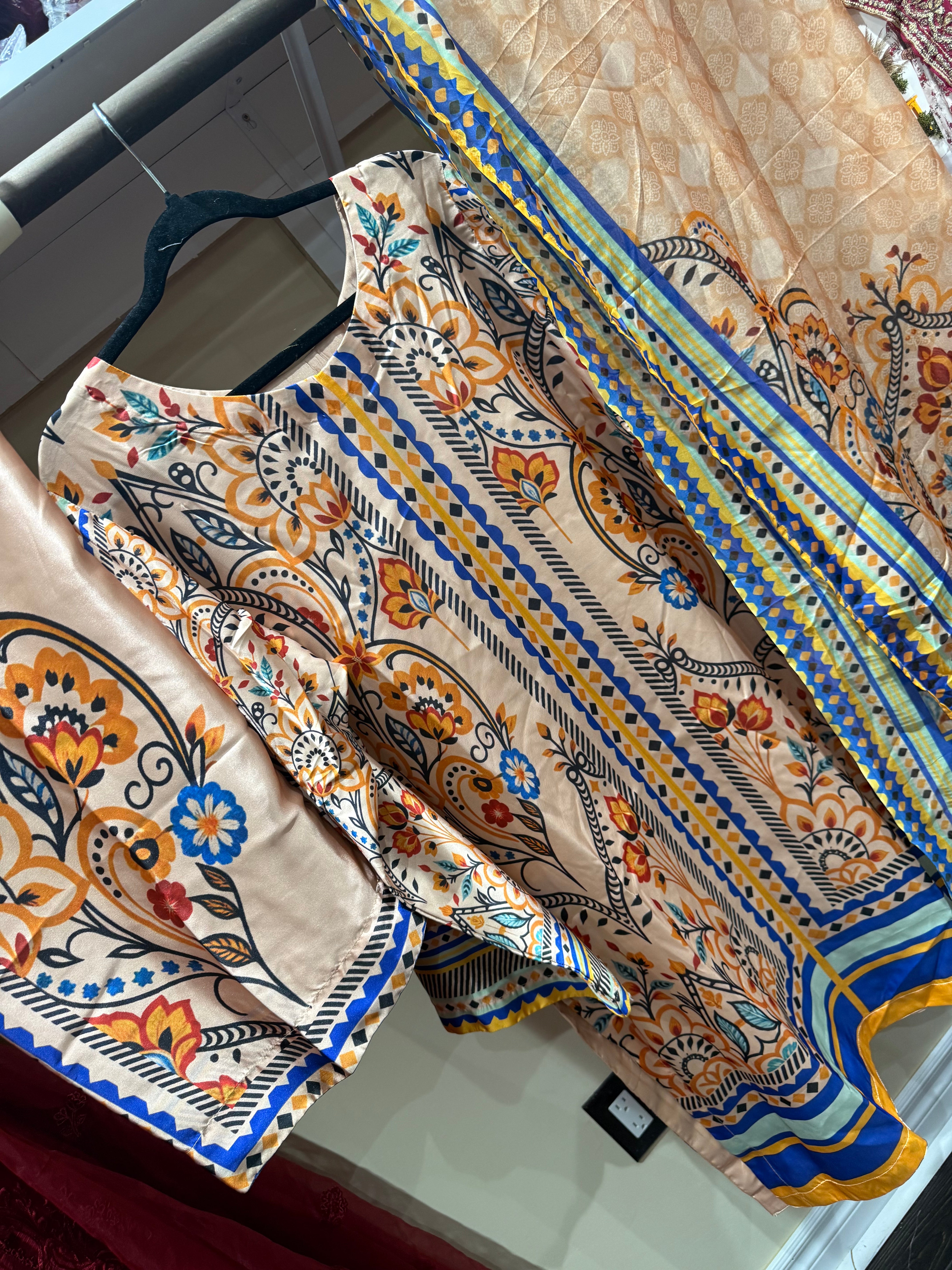 Original Pakistani Printed Silk co order set with duppta