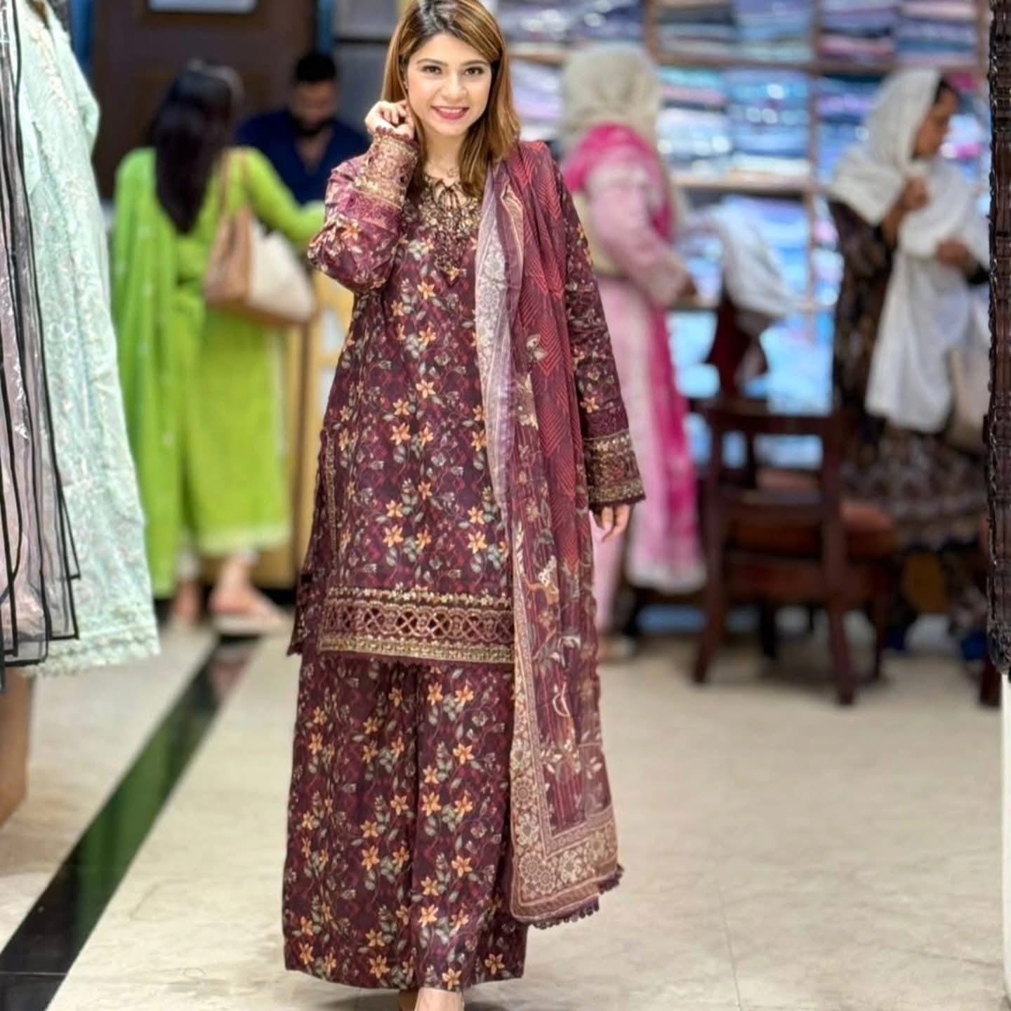 Sada Bahar Stitched 3 Piece Luxury Emb Spring Vol-05 Collection'2025-MK-43-Maroon