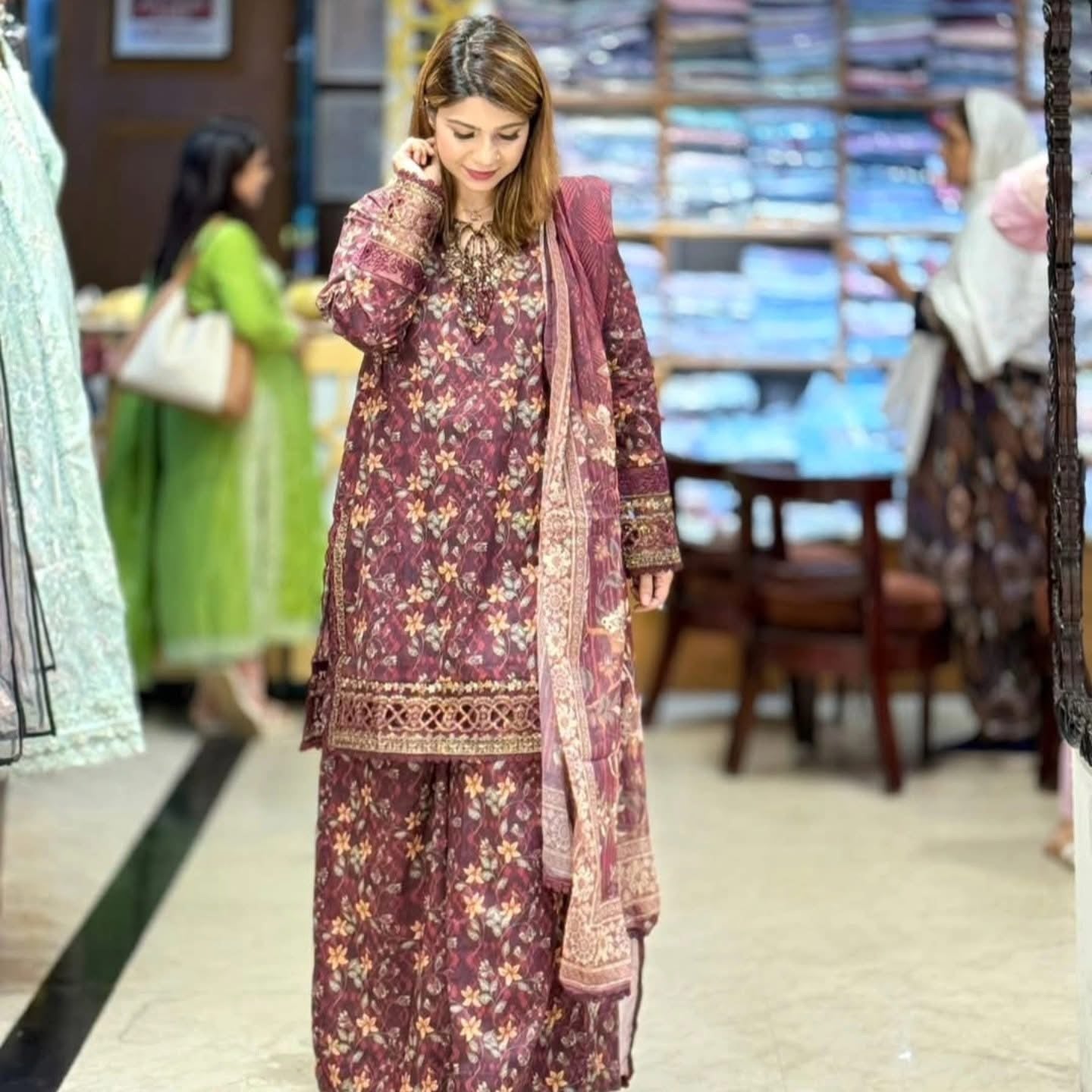 Sada Bahar Stitched 3 Piece Luxury Emb Spring Vol-05 Collection'2025-MK-43-Maroon
