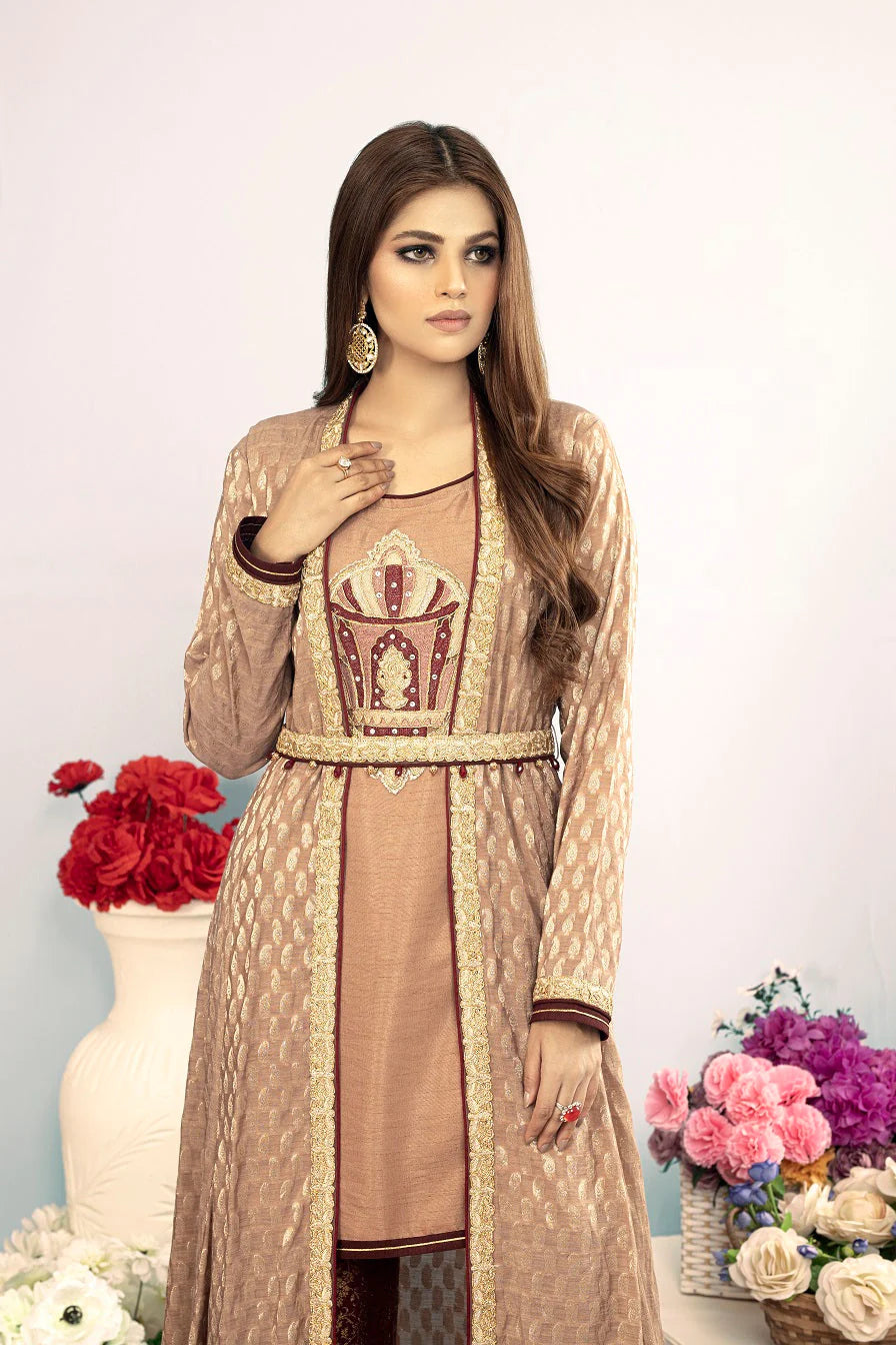 NAKOOSH Beige Jacquard Stitched Coat Style Shirt