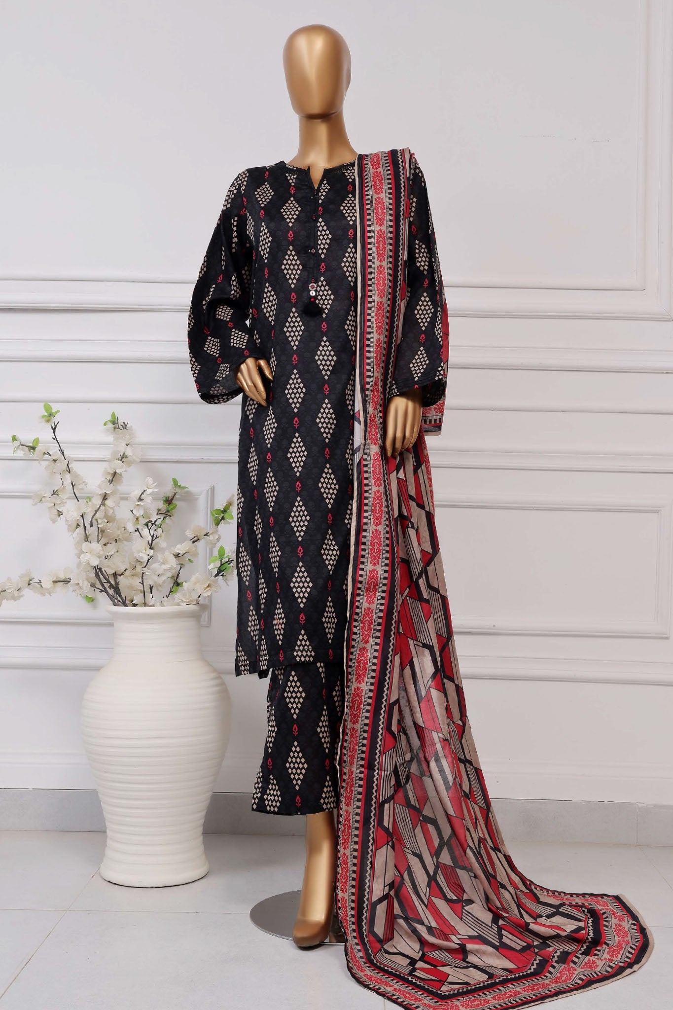 Sada Bahar Stitched 3 Piece Printed Lawn Vol-04 Collection'2025-PR-1303-Black
