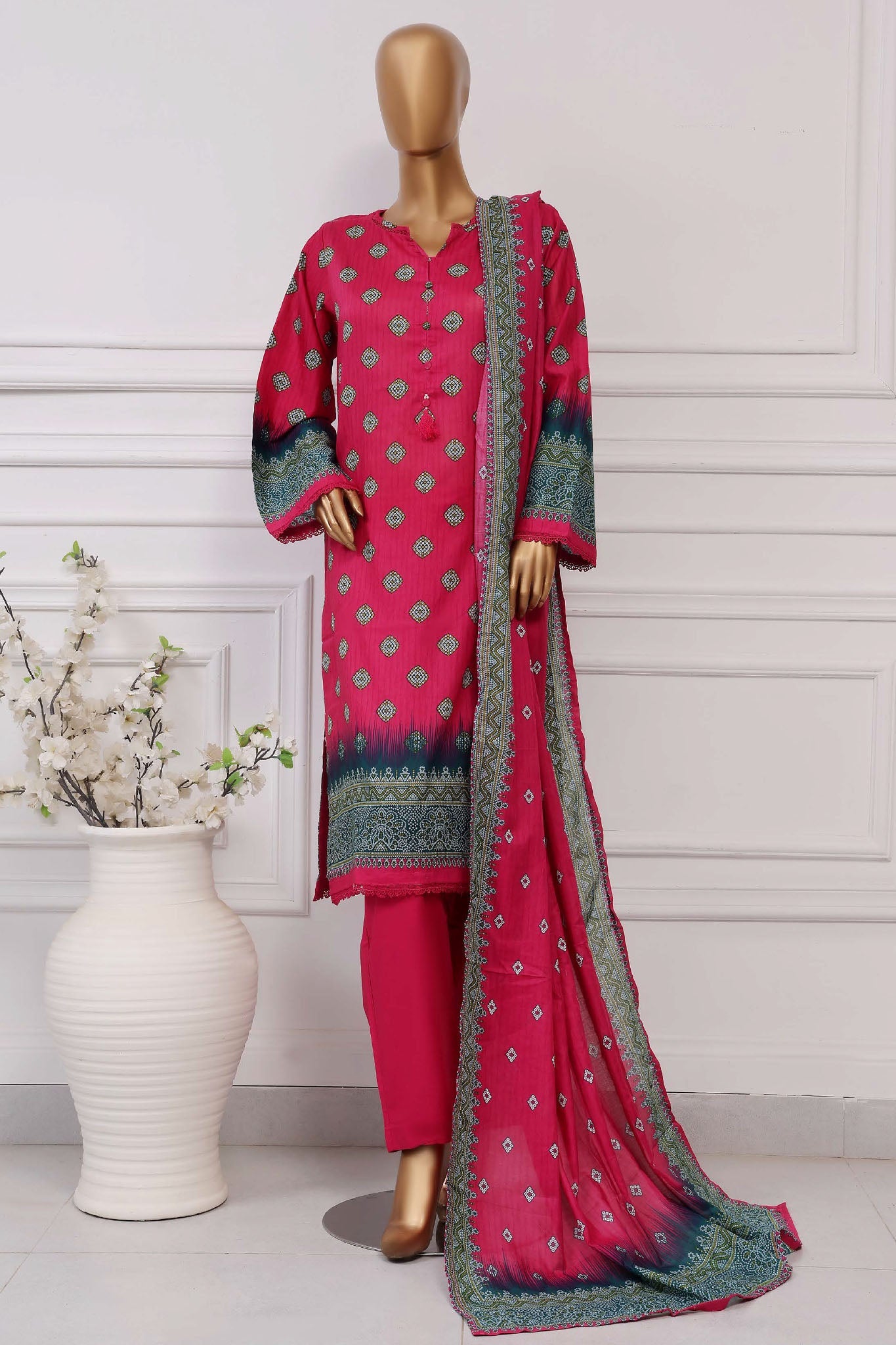 Sada Bahar Stitched 3 Piece Printed Lawn Vol-04 Collection'2025-PR-322 pink