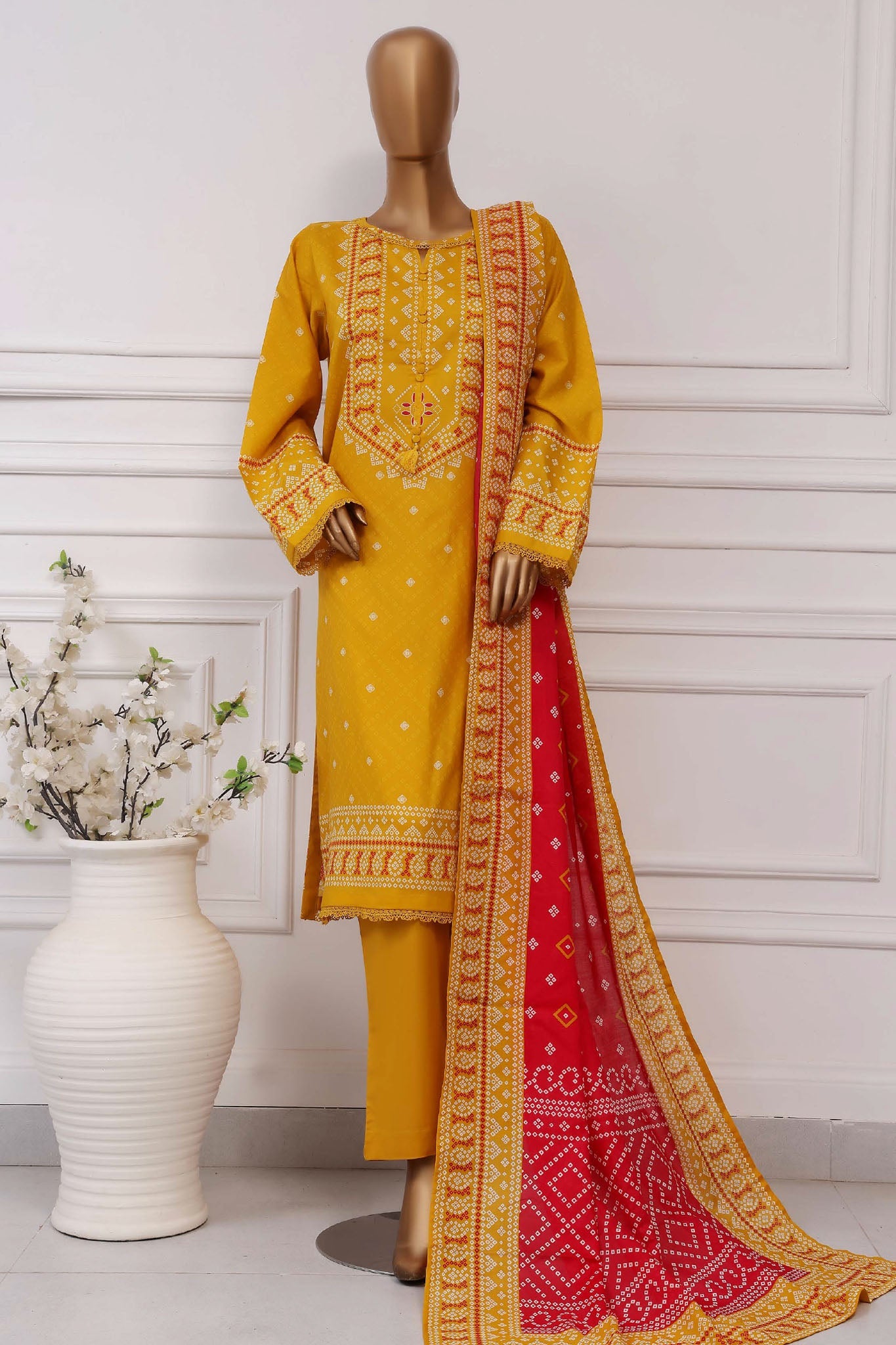 Sada Bahar Stitched 3 Piece Printed Lawn Vol-04 Collection'2025-PR-395-Yellow