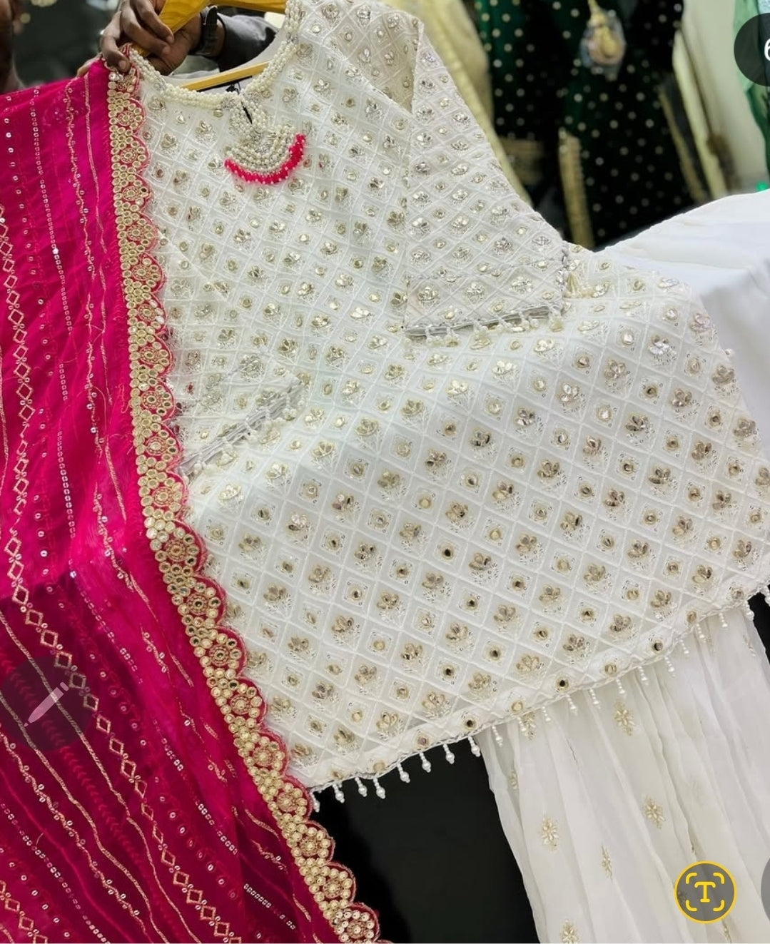 Original pakistani Luxury Garara Chiffon Stitched 3PC  .
