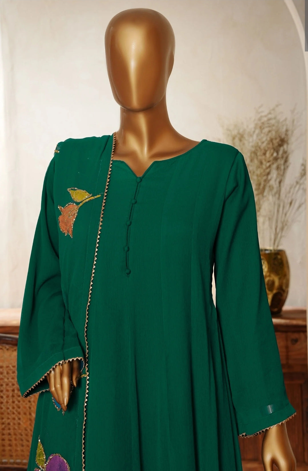 Amna Kadija Luxury Chiffon Long Maxi Gown Stitched 3PC Collection.
