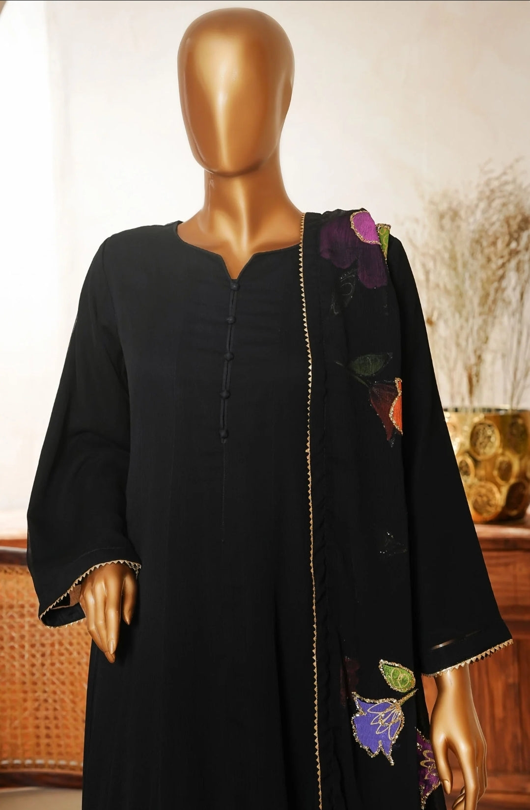 Amna Kadija Luxury Chiffon Long Maxi Gown Stitched 3PC Collection.