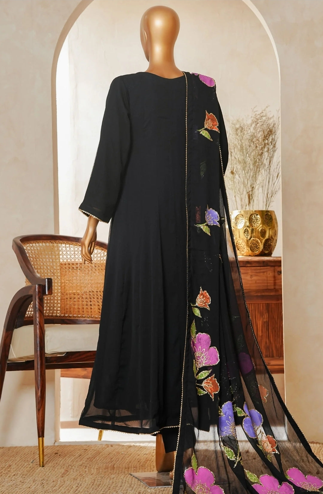 Amna Kadija Luxury Chiffon Long Maxi Gown Stitched 3PC Collection.