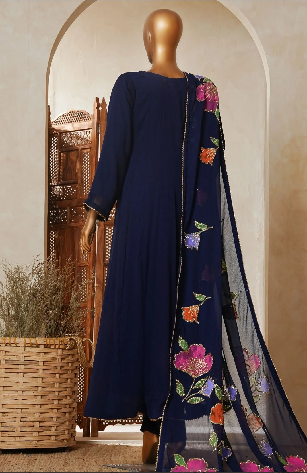 Amna Kadija Luxury Chiffon Long Maxi Gown Stitched 3PC Collection.