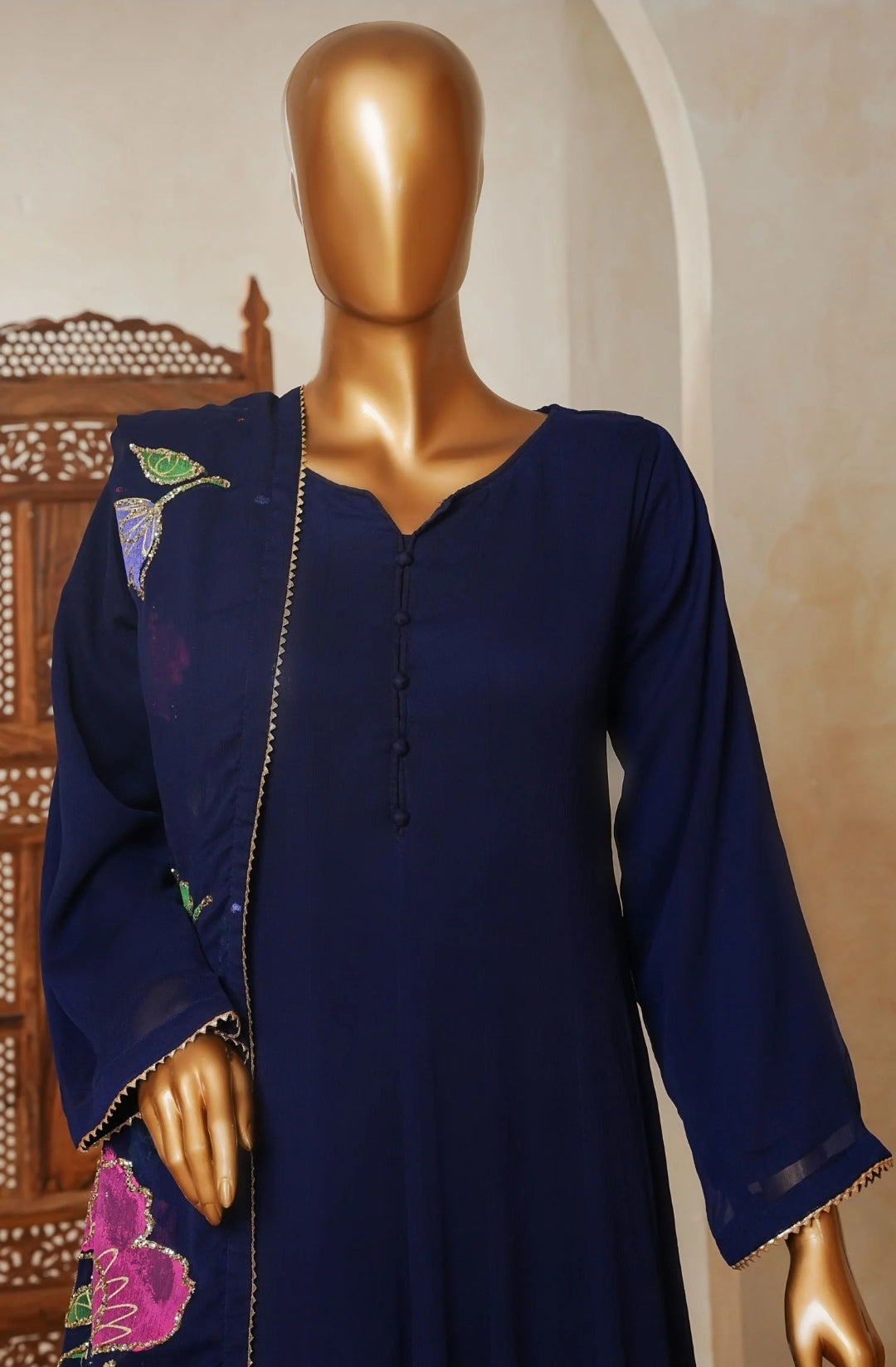 Amna Kadija Luxury Chiffon Long Maxi Gown Stitched 3PC Collection.