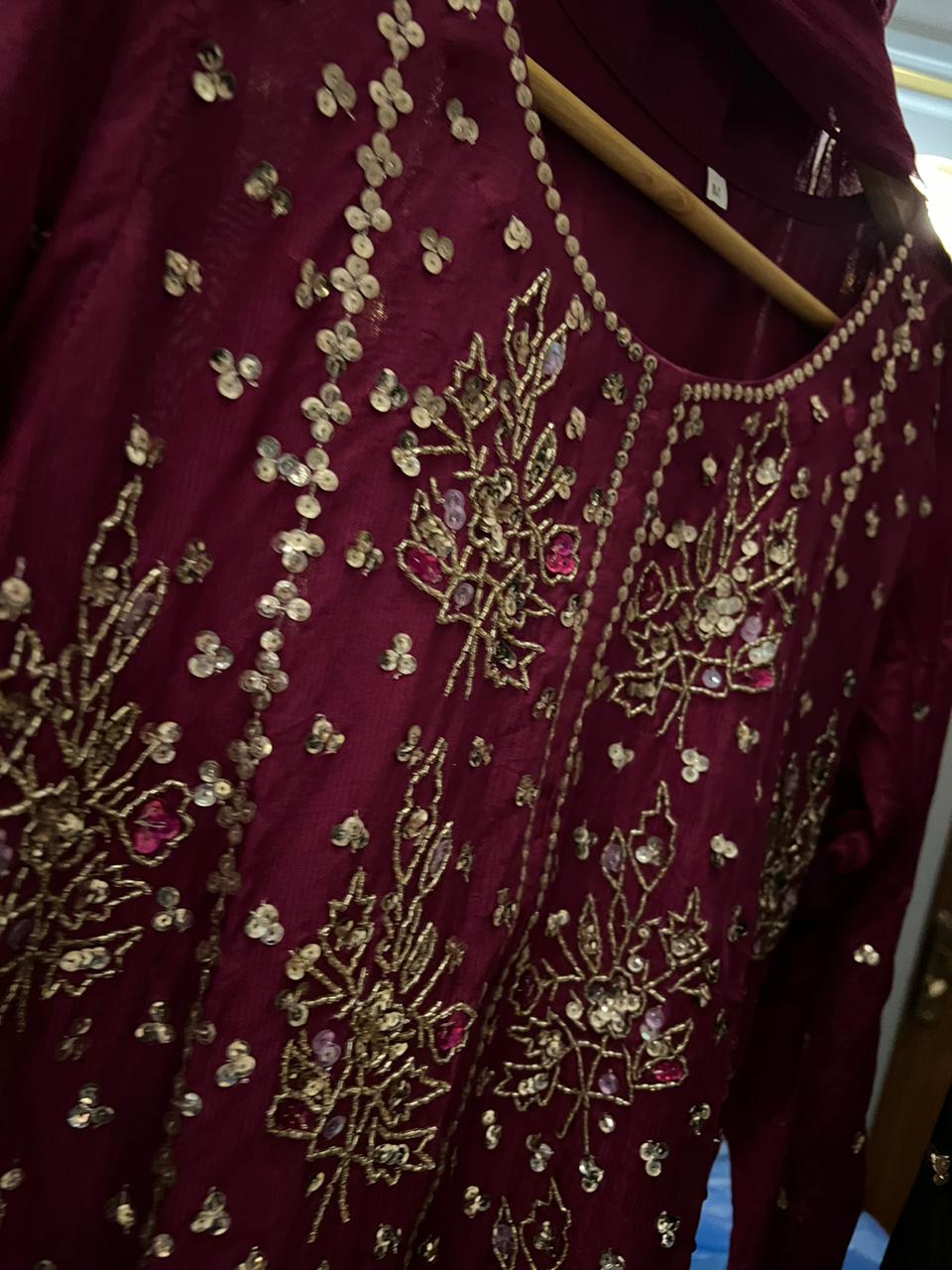 Falak Apparel's Beautiful Silk Stuff With Heavy Handwork Front 002