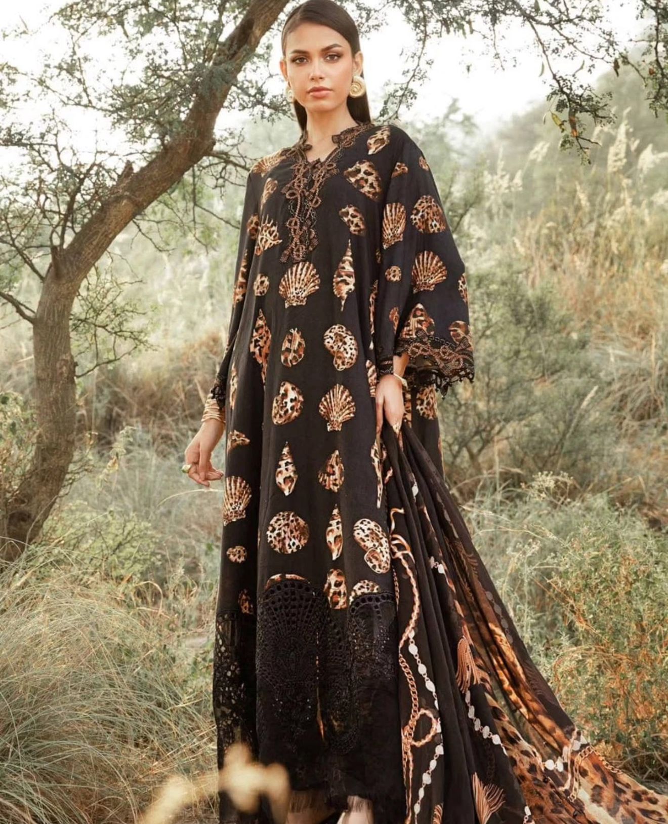 Maria b Lawn Printed Embroidery 3pc Stitched Dress,