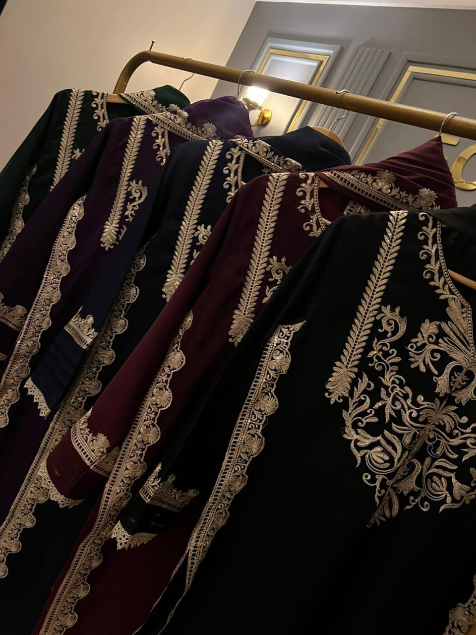 Chiffon heavy embroidered front and back 
With heavy embroidered dopatta
Silk trousers